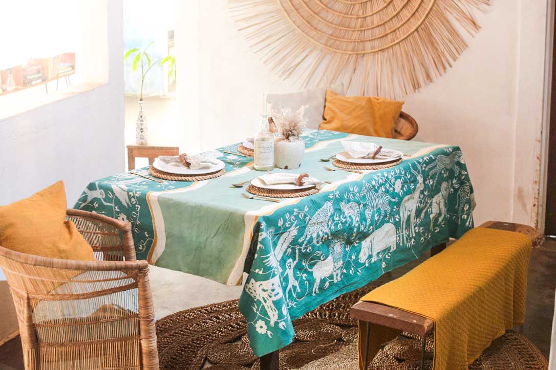 Ethically made Tablecloths, hand painted by TRIBAL TEXTILES in zambia