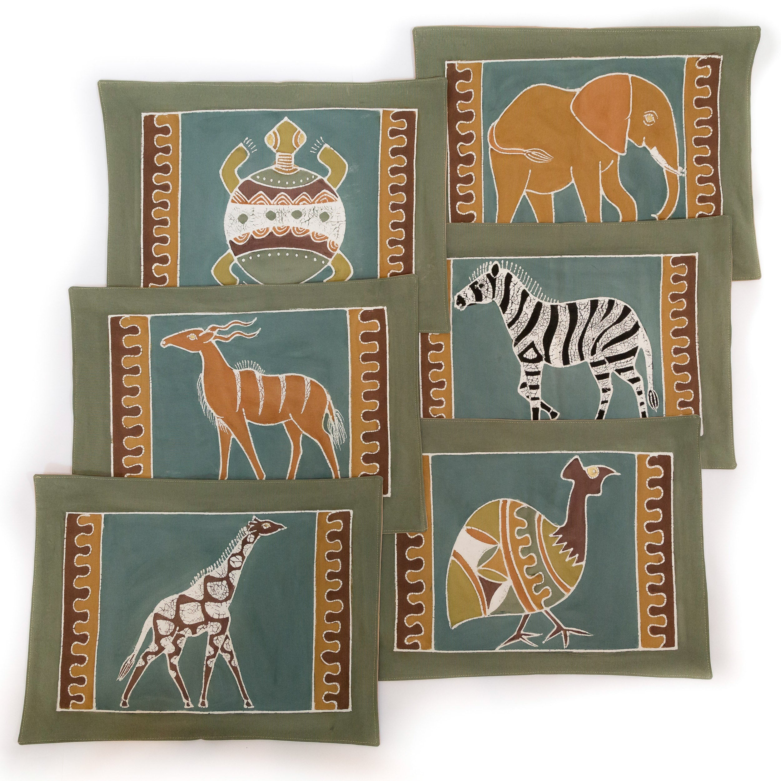 Safari Animals Earth Table Mats Set of 6