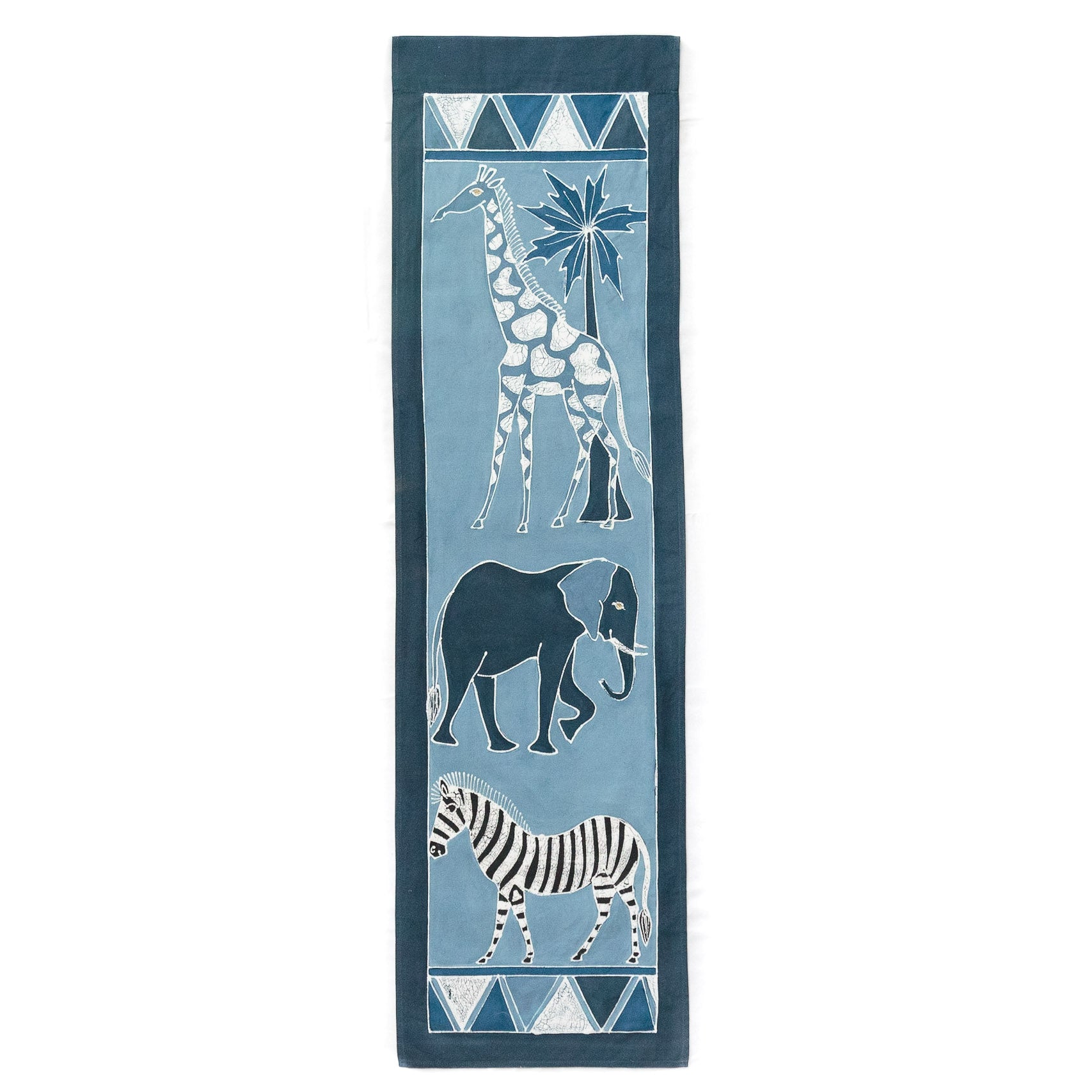 Safari Animals Indigo Table Runner