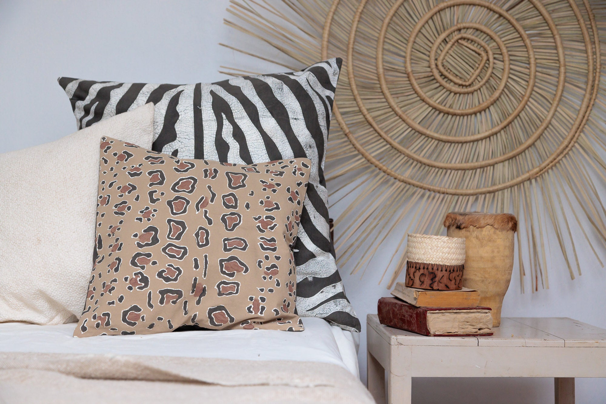Unique leopard batik design, handmade with organic materials for a touch of wild elegance.