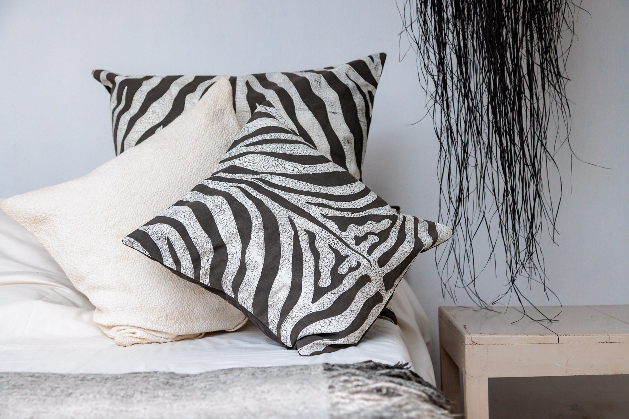 Eco-friendly pillow cover with zebra print, perfect for adding safari charm to your living space.
