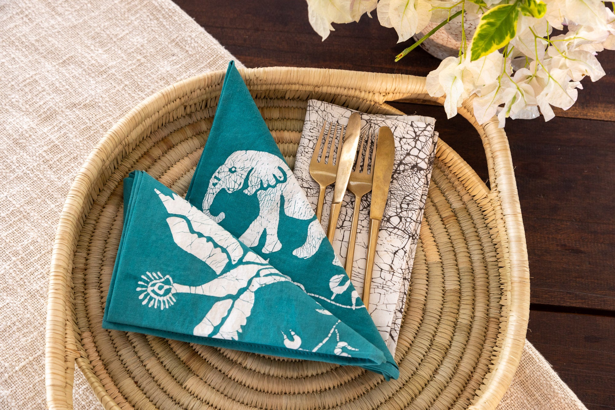 Zobisika Wild Animals Napkins Malachite Green
