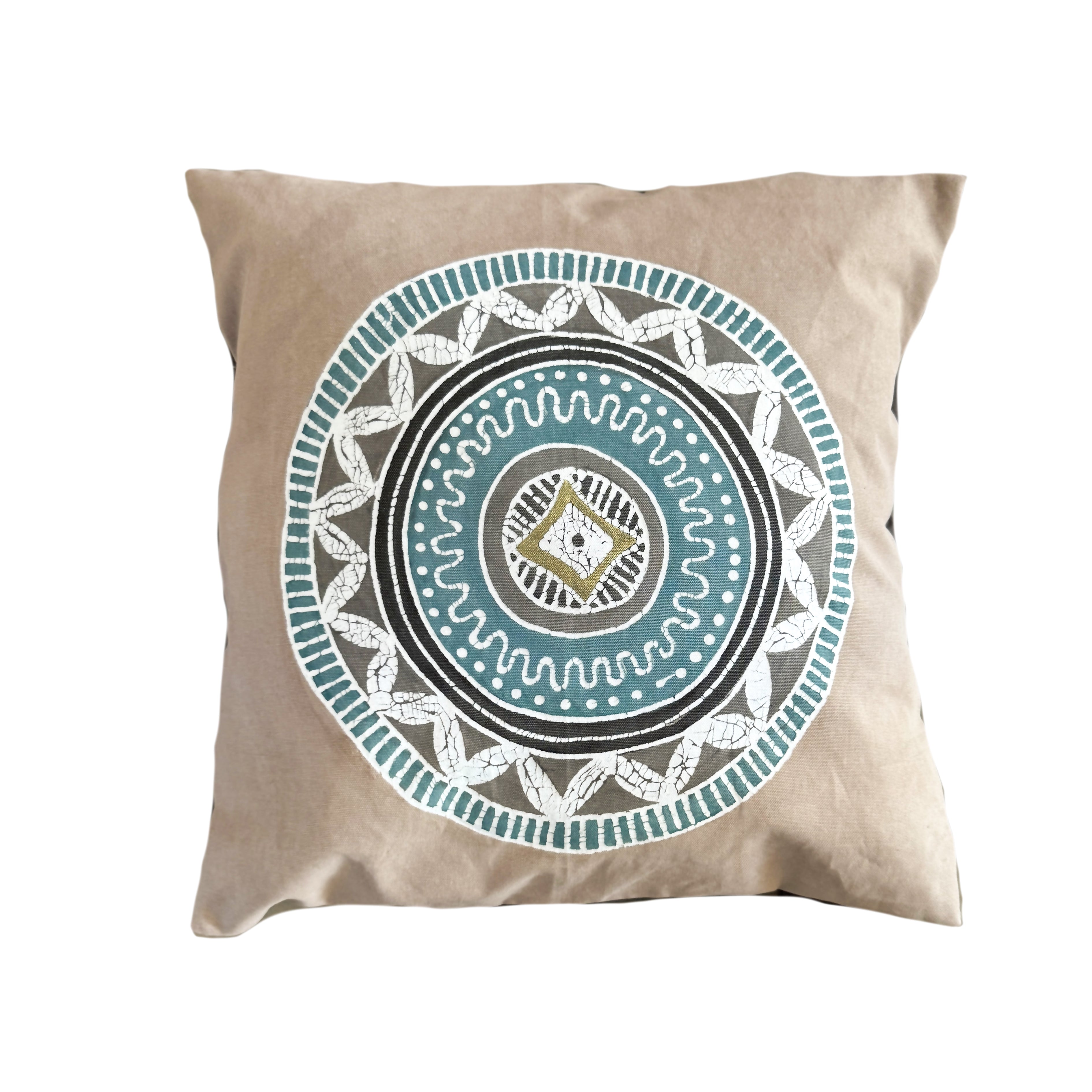 African Circles Teal Collection - Cushion Cover Beige