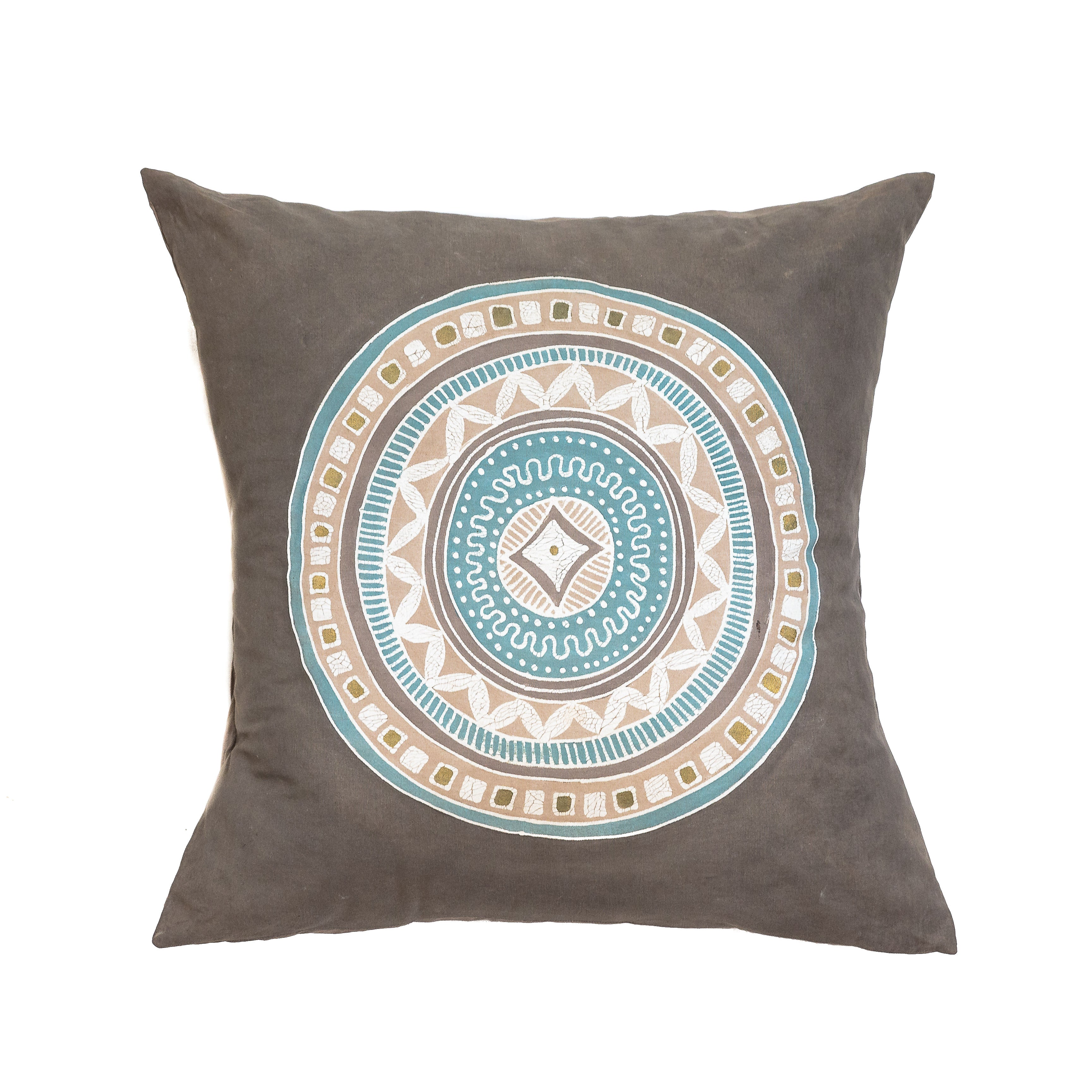 African Circles Teal Collection - Cushion Cover Grey