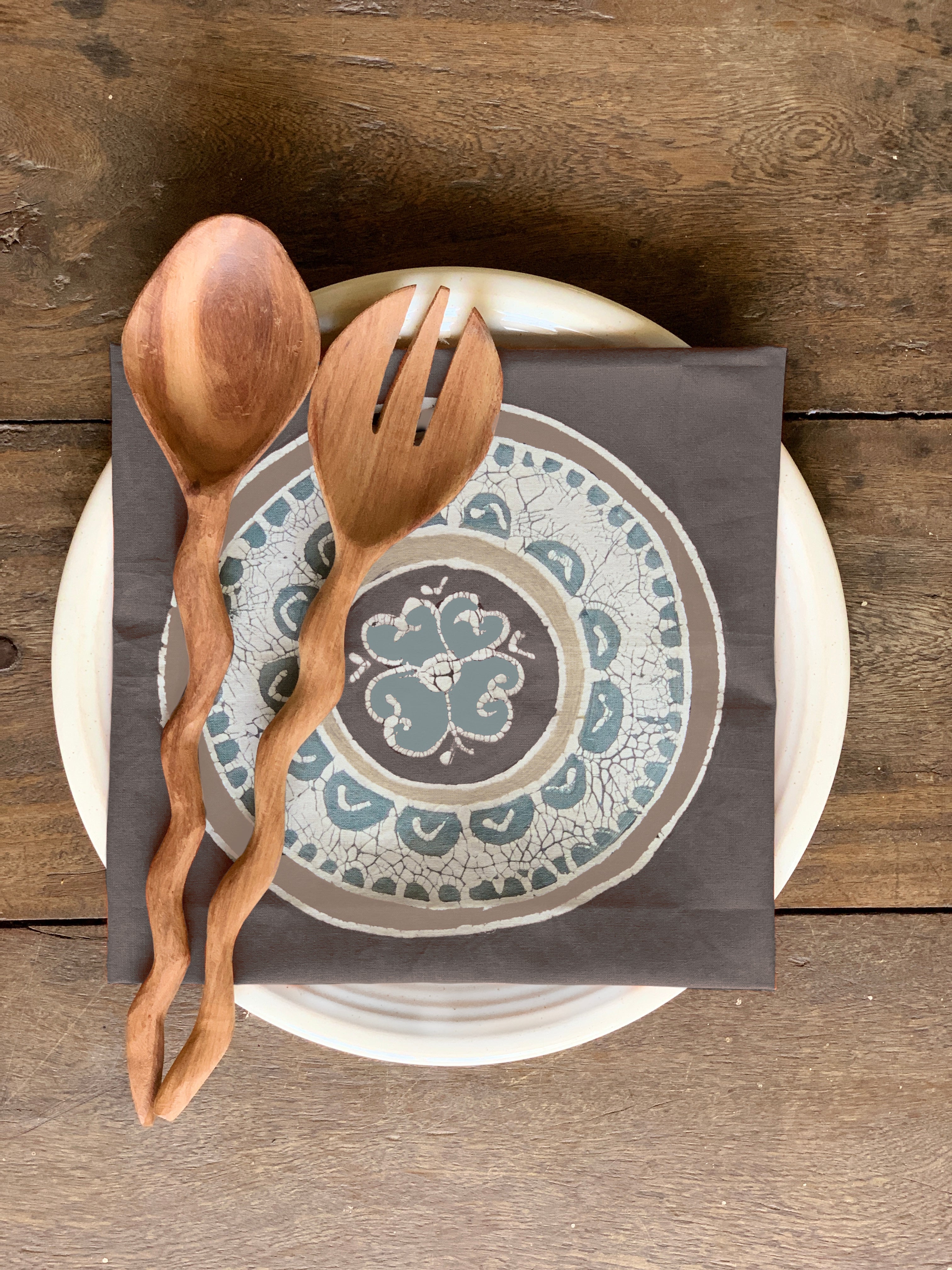 African Circles Teal Collection Napkin Set - Teal