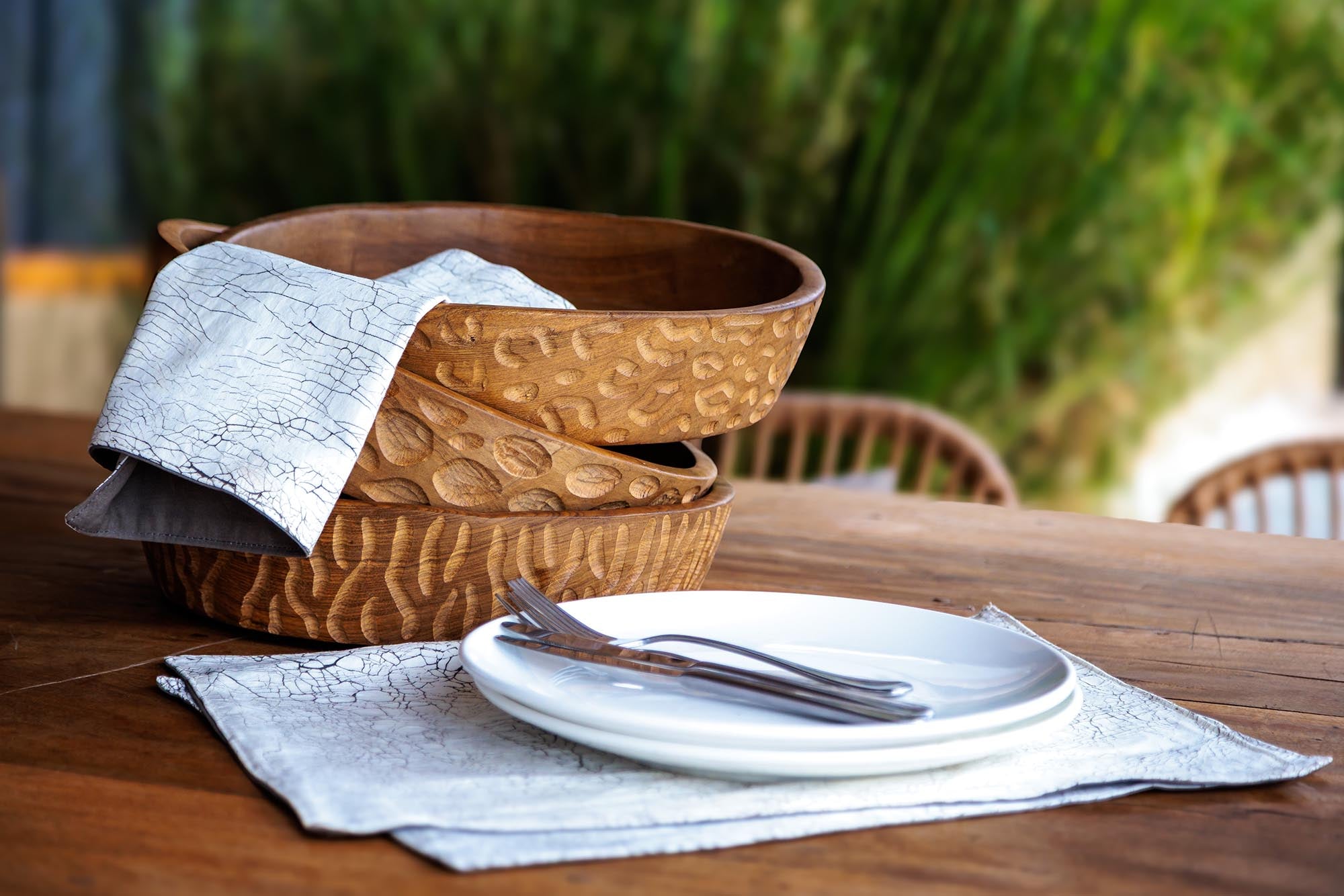 Wooden Carved Leopard Pattern Platter