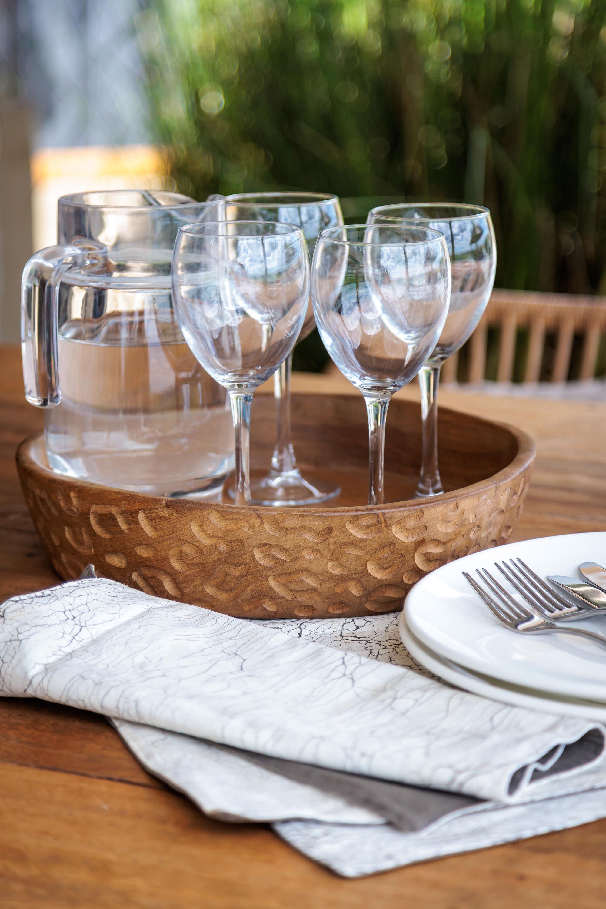Wooden Carved Leopard Pattern Platter