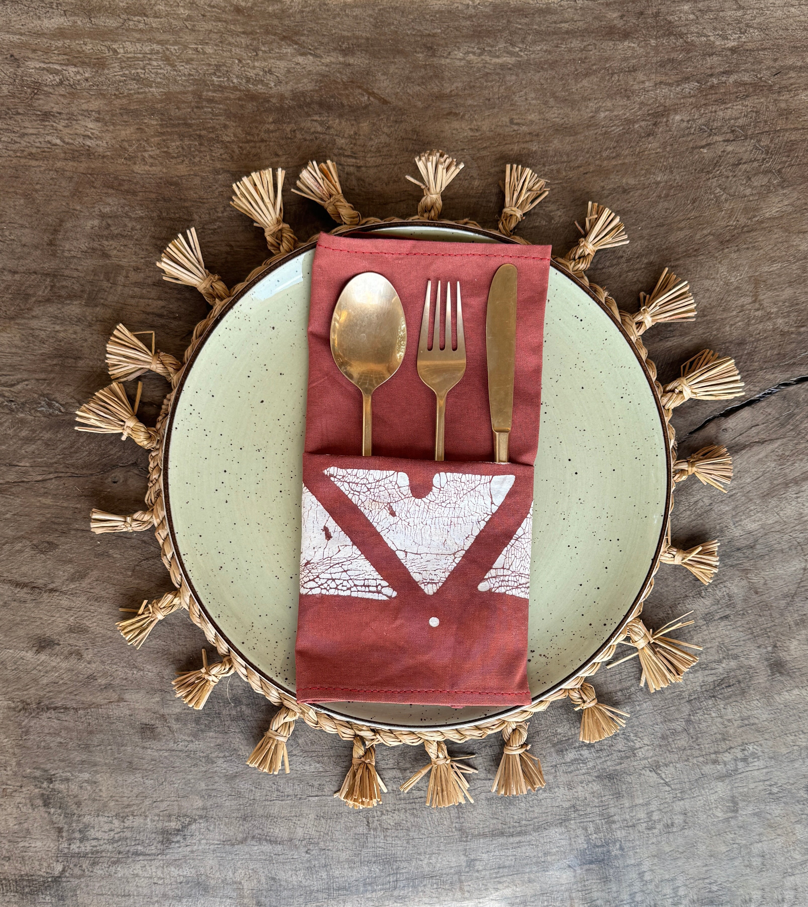 paprika red batik fabric napkin set