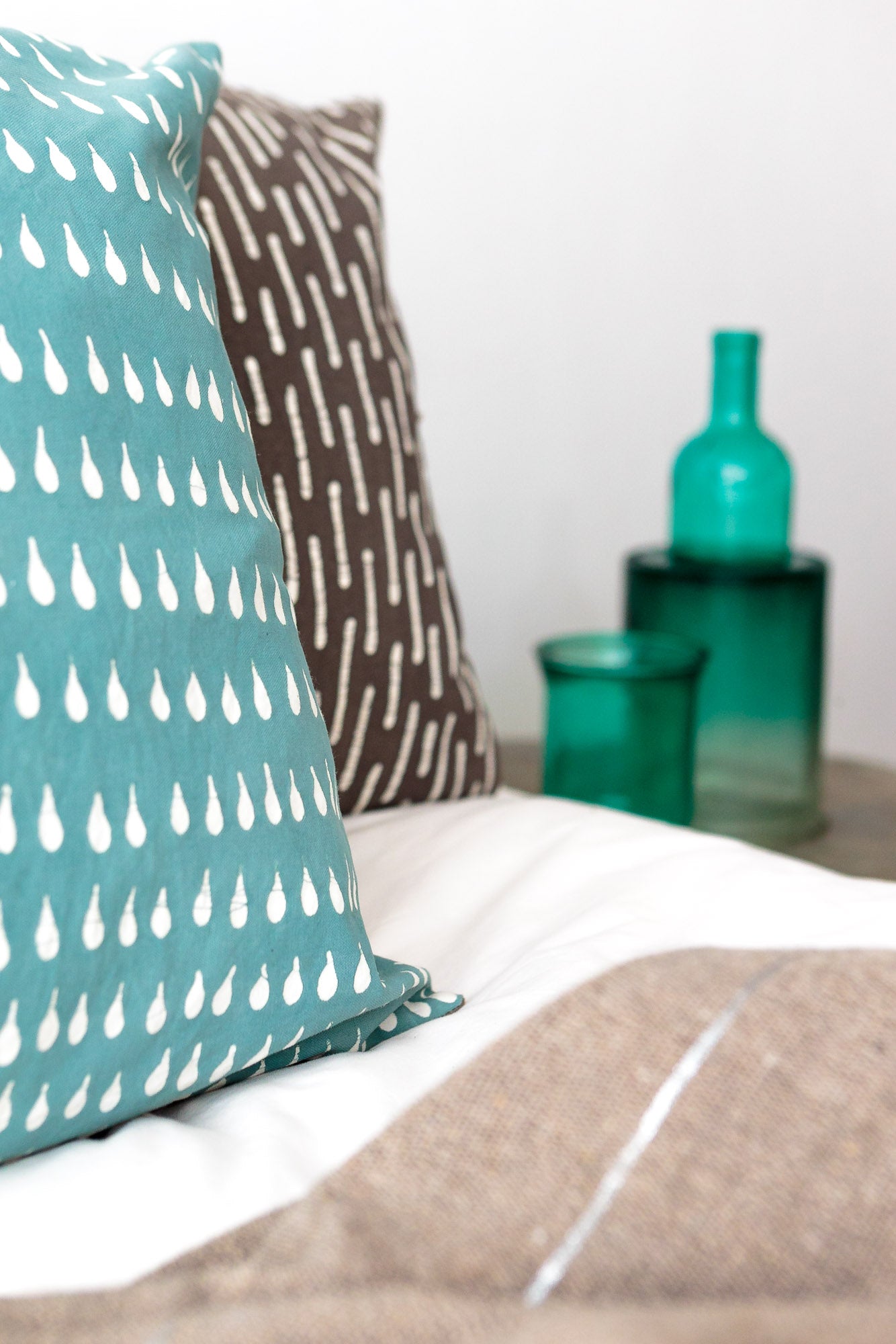 Boho Teal tear drop Kalabash Cushion Cover