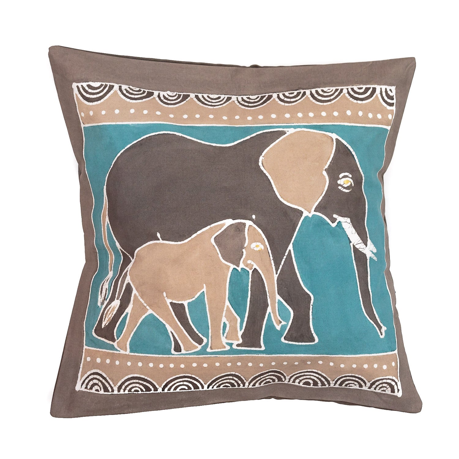 Safari Animals Teal Elephant Cushion Cover