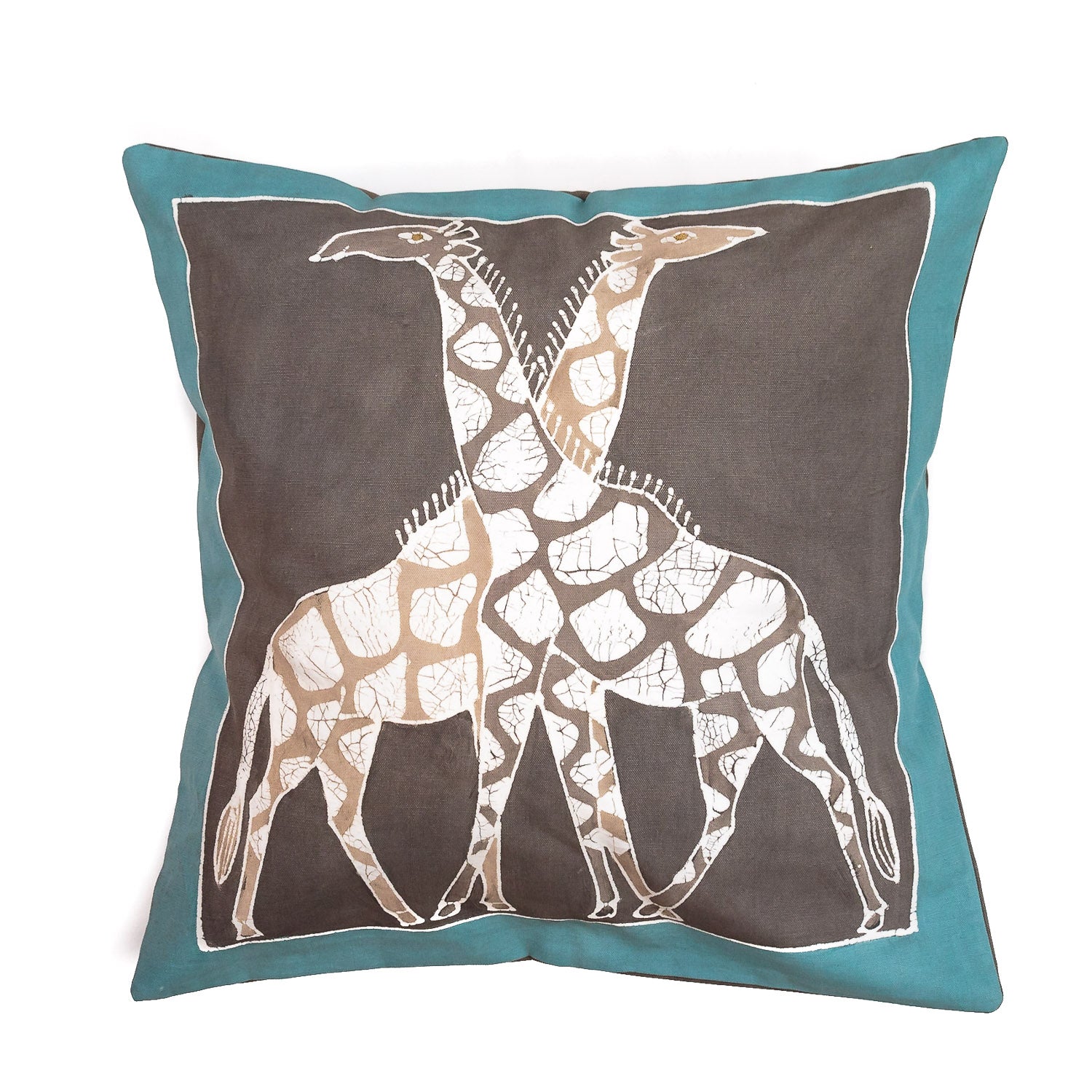 Safari Animals Teal Giraffe Cushion Cover