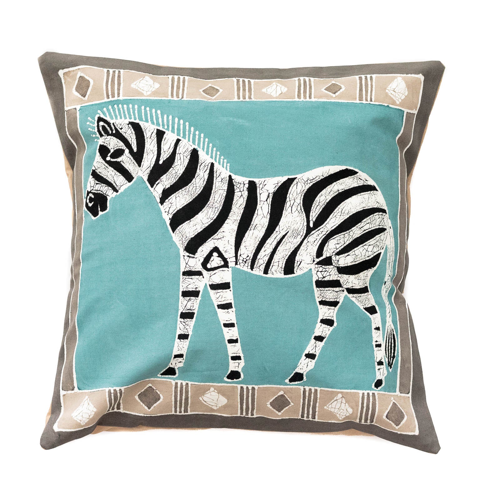 Safari Animals Teal Zebra Cushion Cover