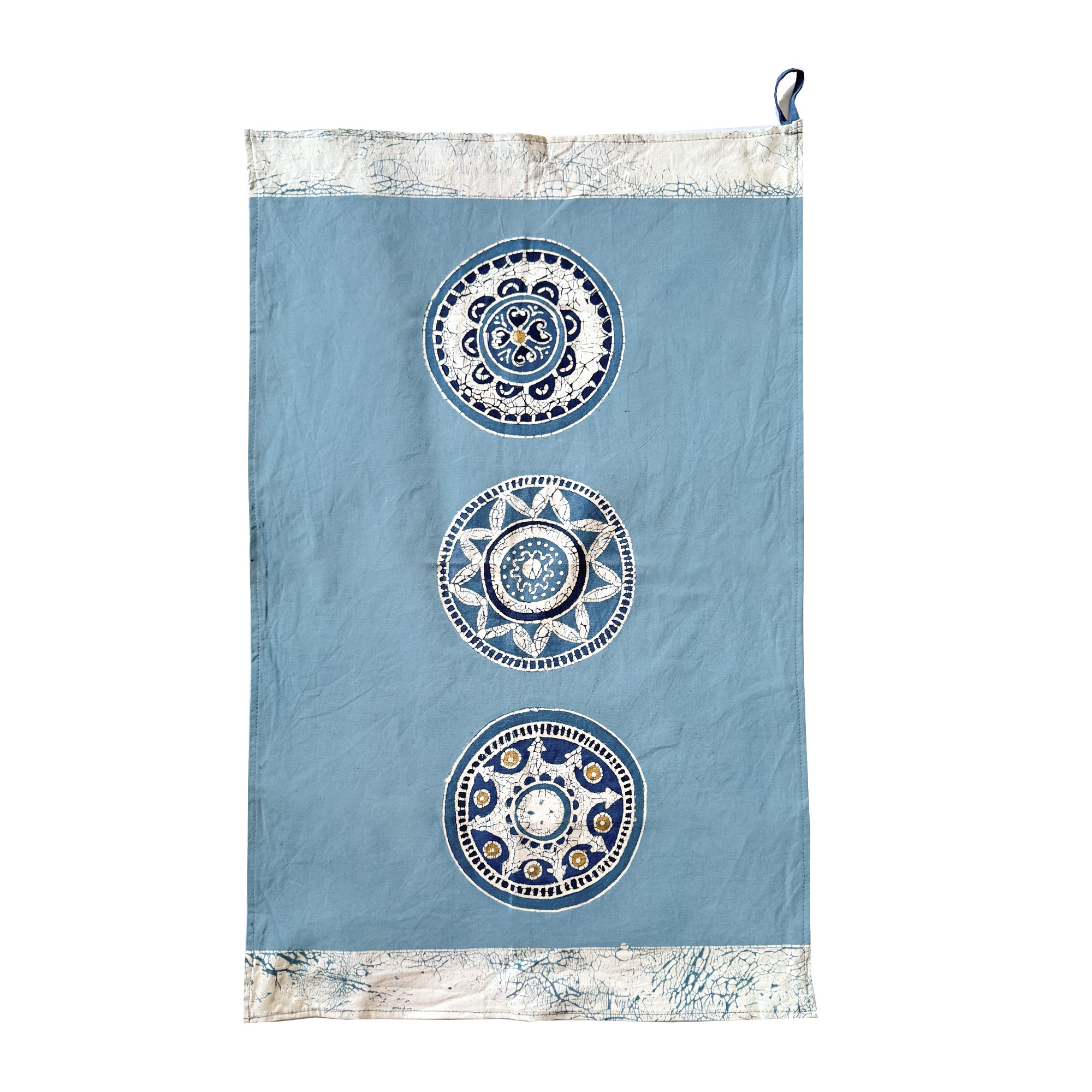 African Circles Indigo Light Blue Tea Towel