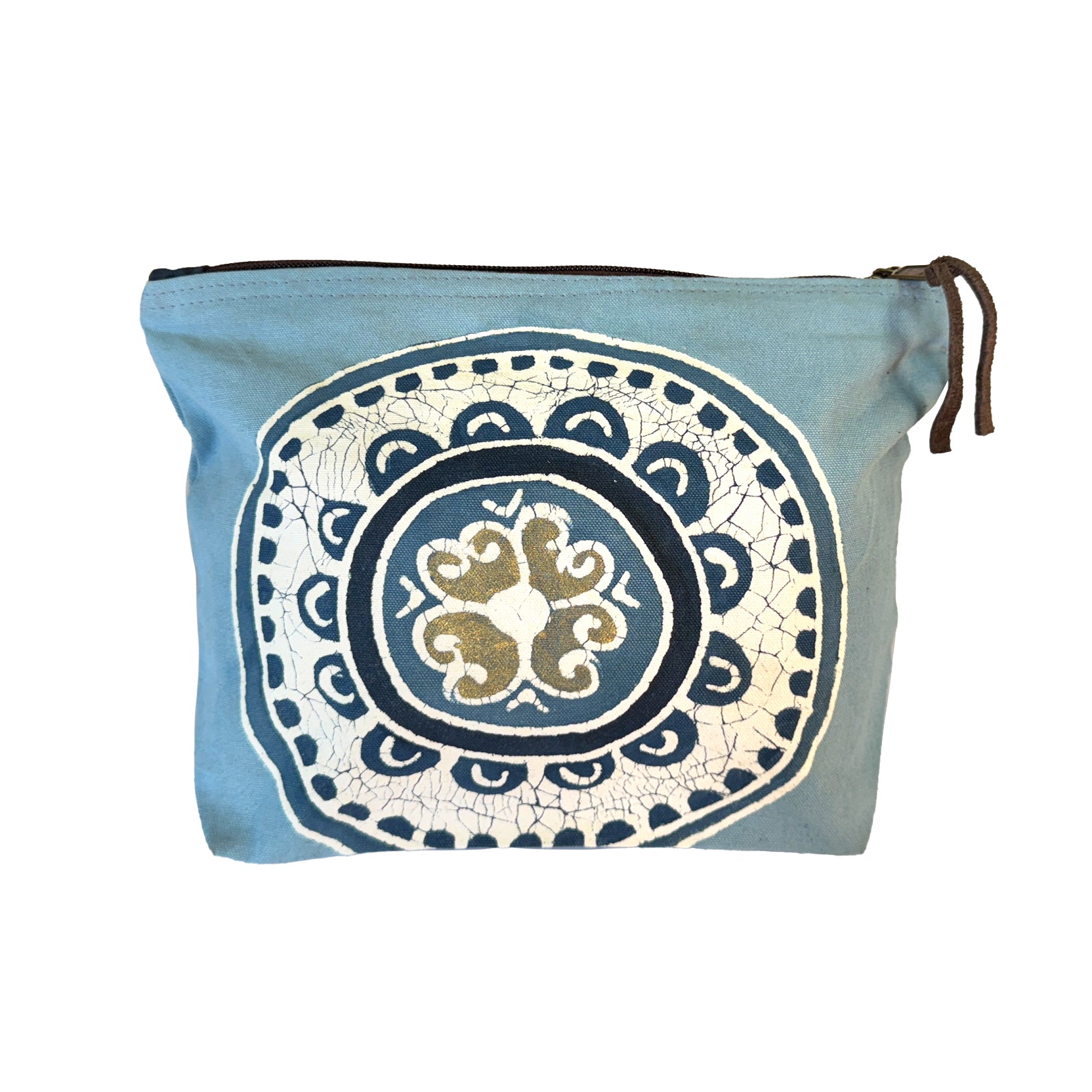 African Circles Indigo Light Blue Wash Bag