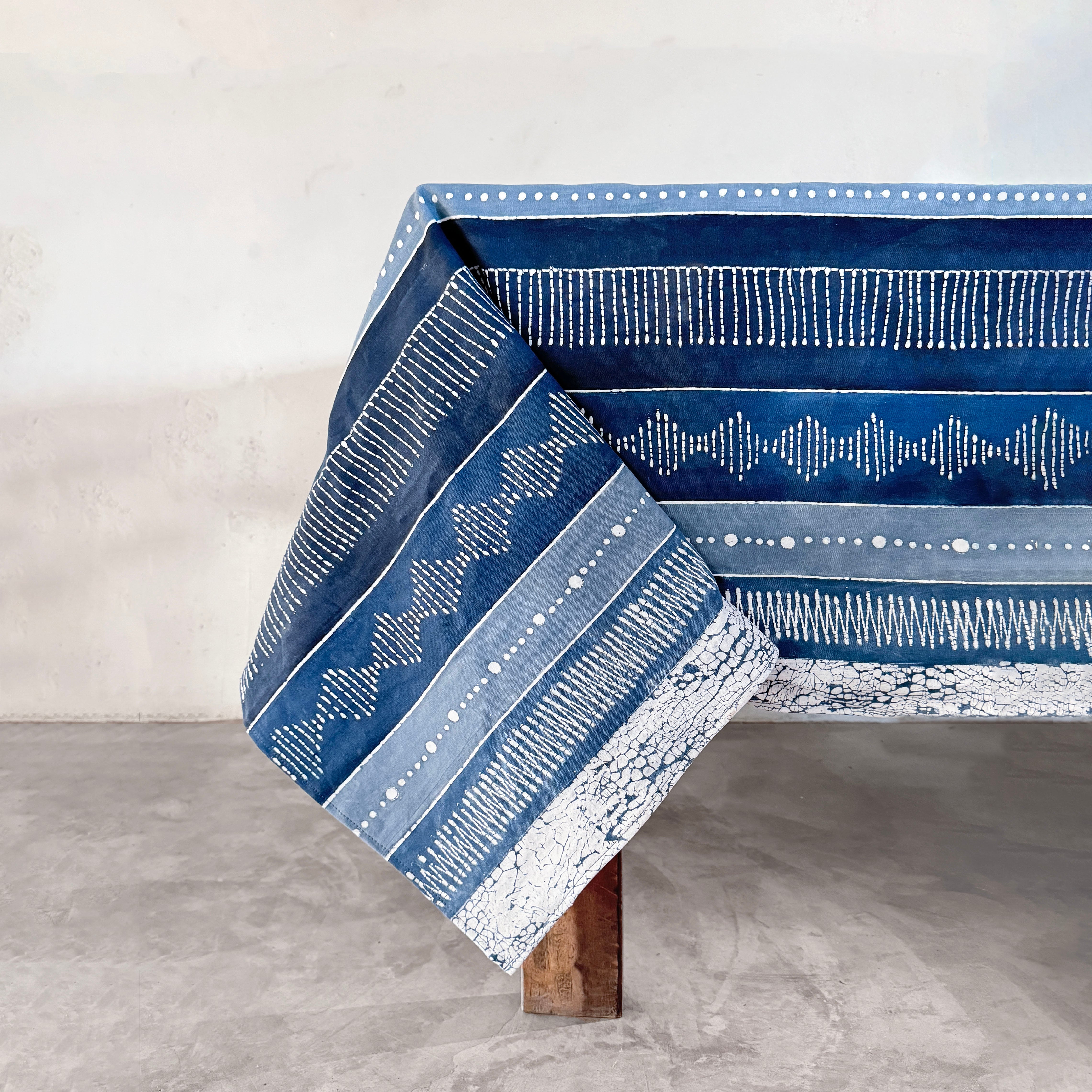 Tribal Cloth Indigo Stripe Tablecloth