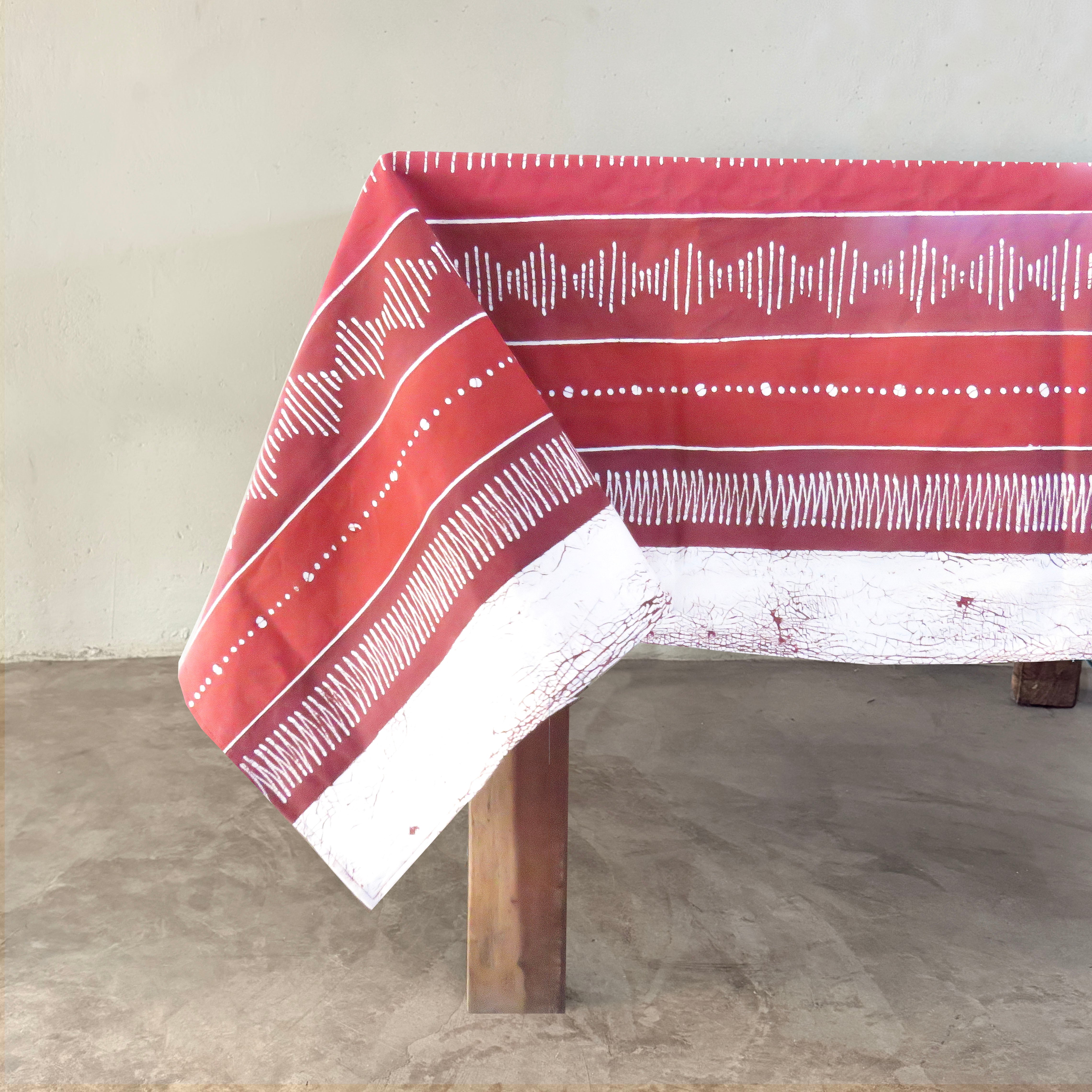 Tribal Cloth Crimson Tablecloth Linear