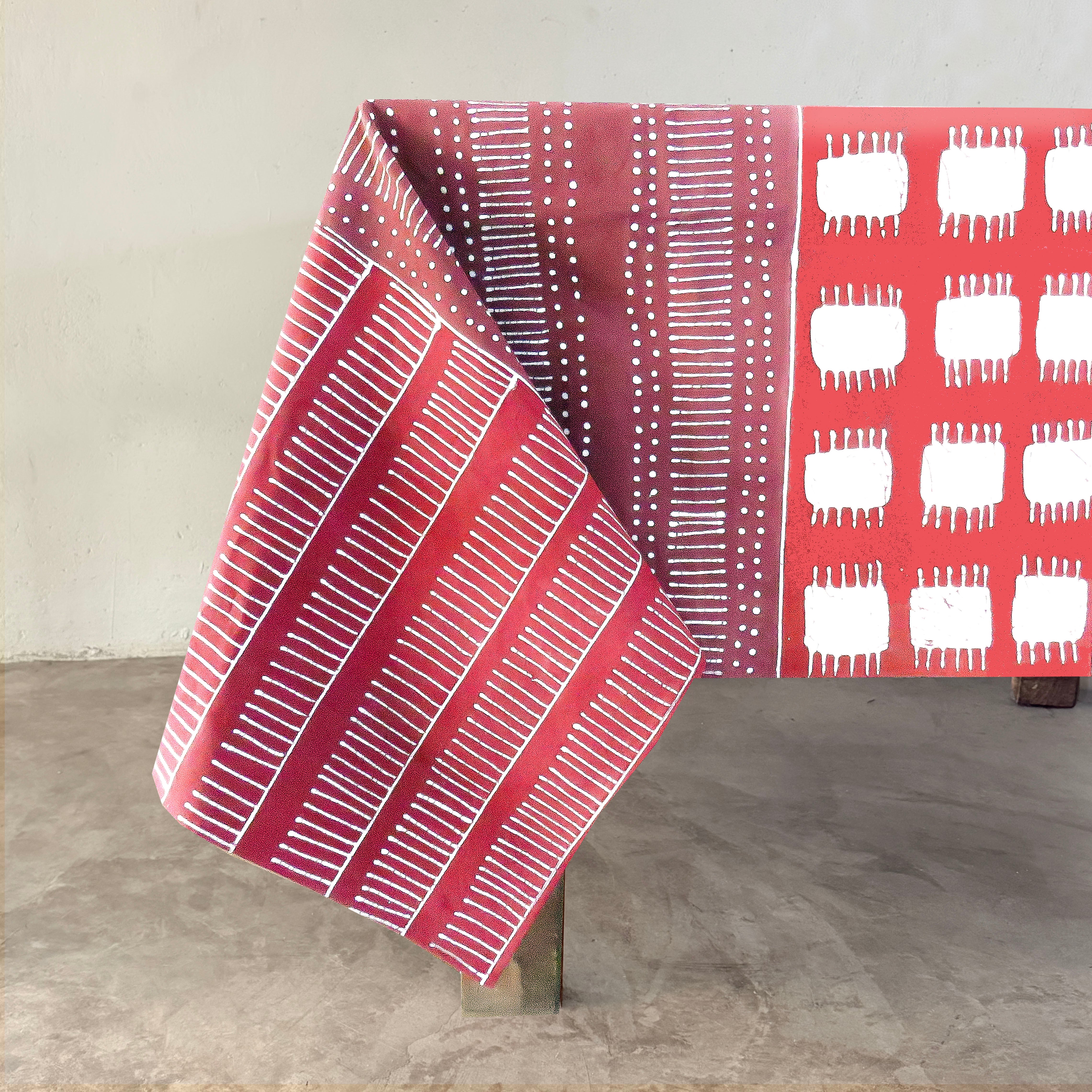 Tribal Cloth Crimson Tablecloth Patchwork