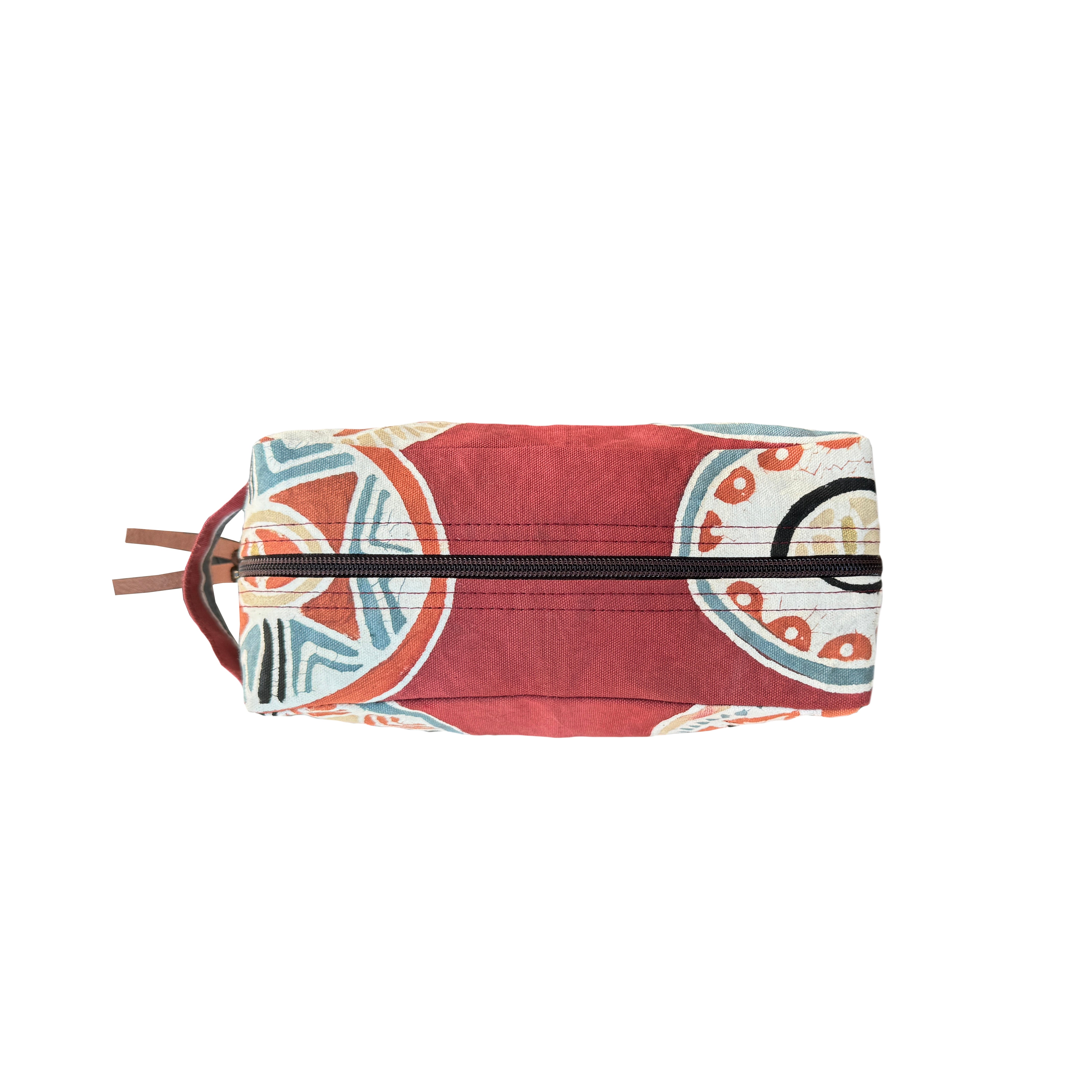 red ethnic tribal wash bag detail patterns
