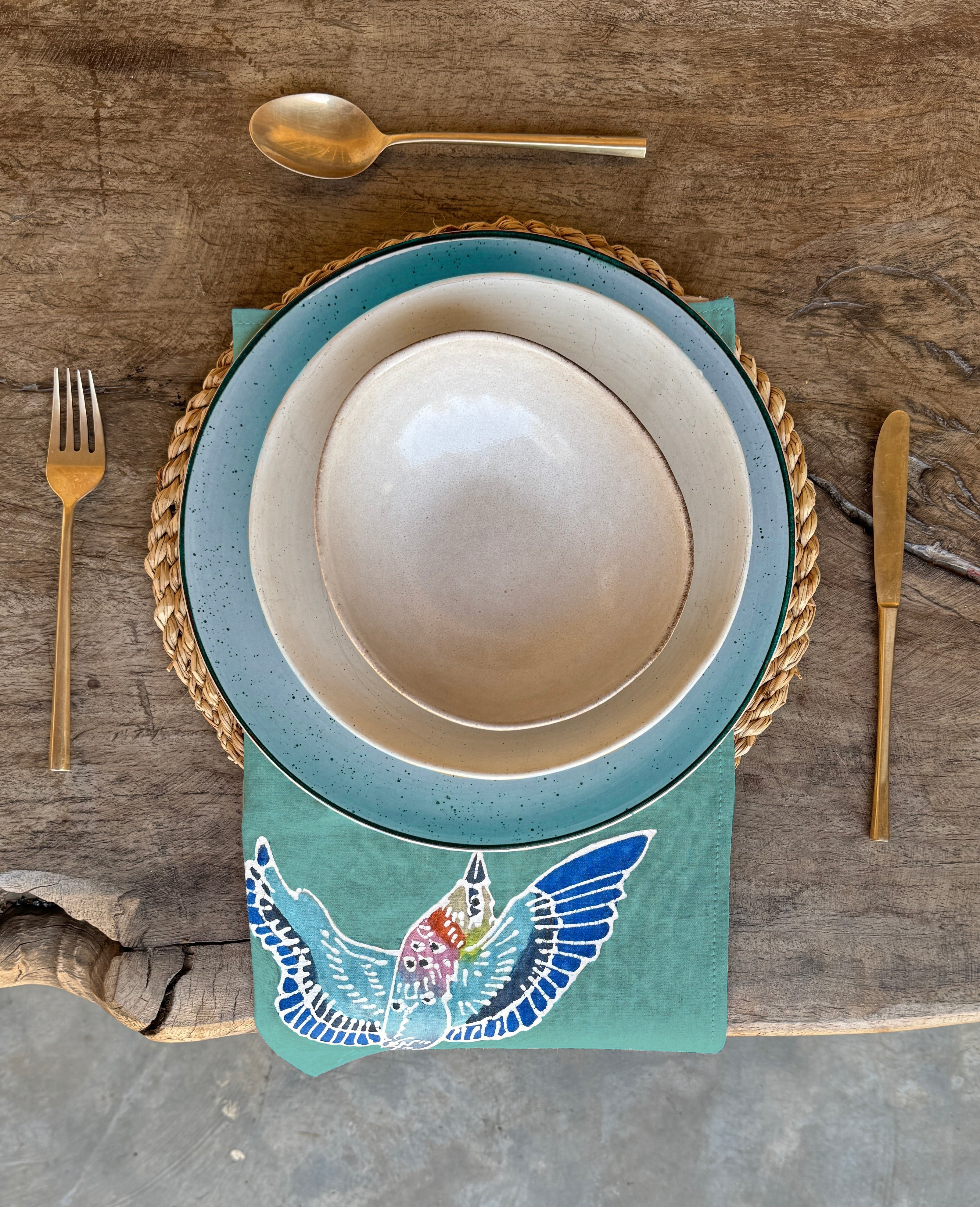 Papiko Lilac Breasted Roller Napkin Set - TEAL