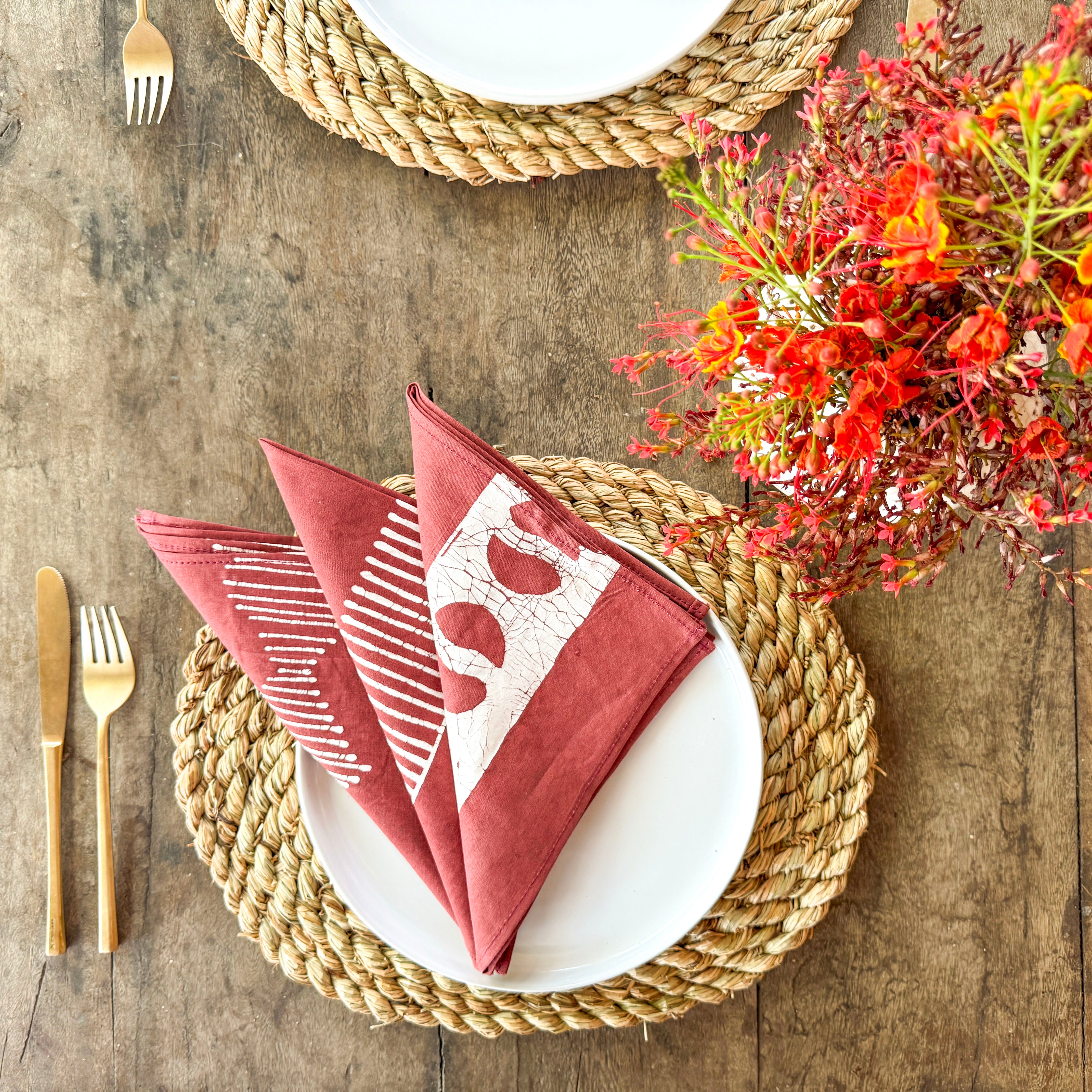 Tribal Cloth Crimson - Napkin Set