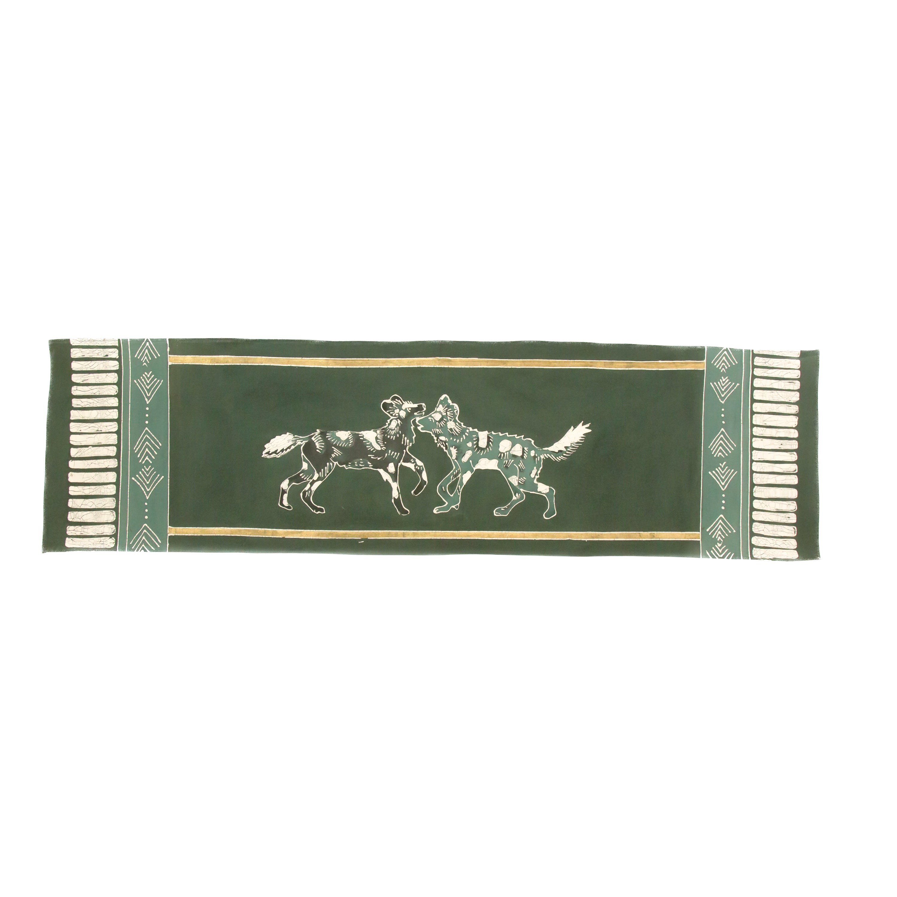 Kalango Carnivore Conservation Wild Dog Table Runner in Green
