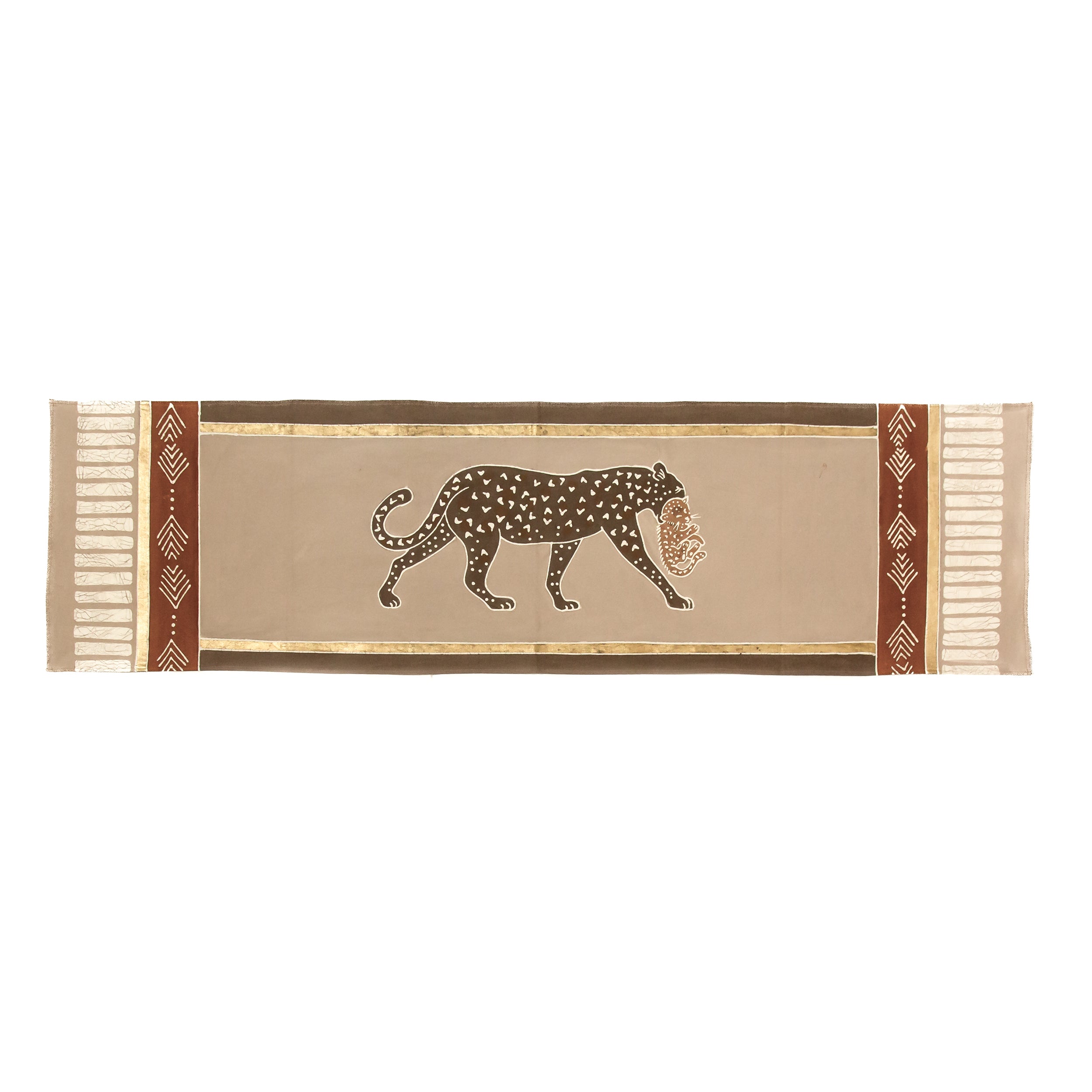 Kalango Carnivore Conservation Leopard & Cub Table Runner in Beige