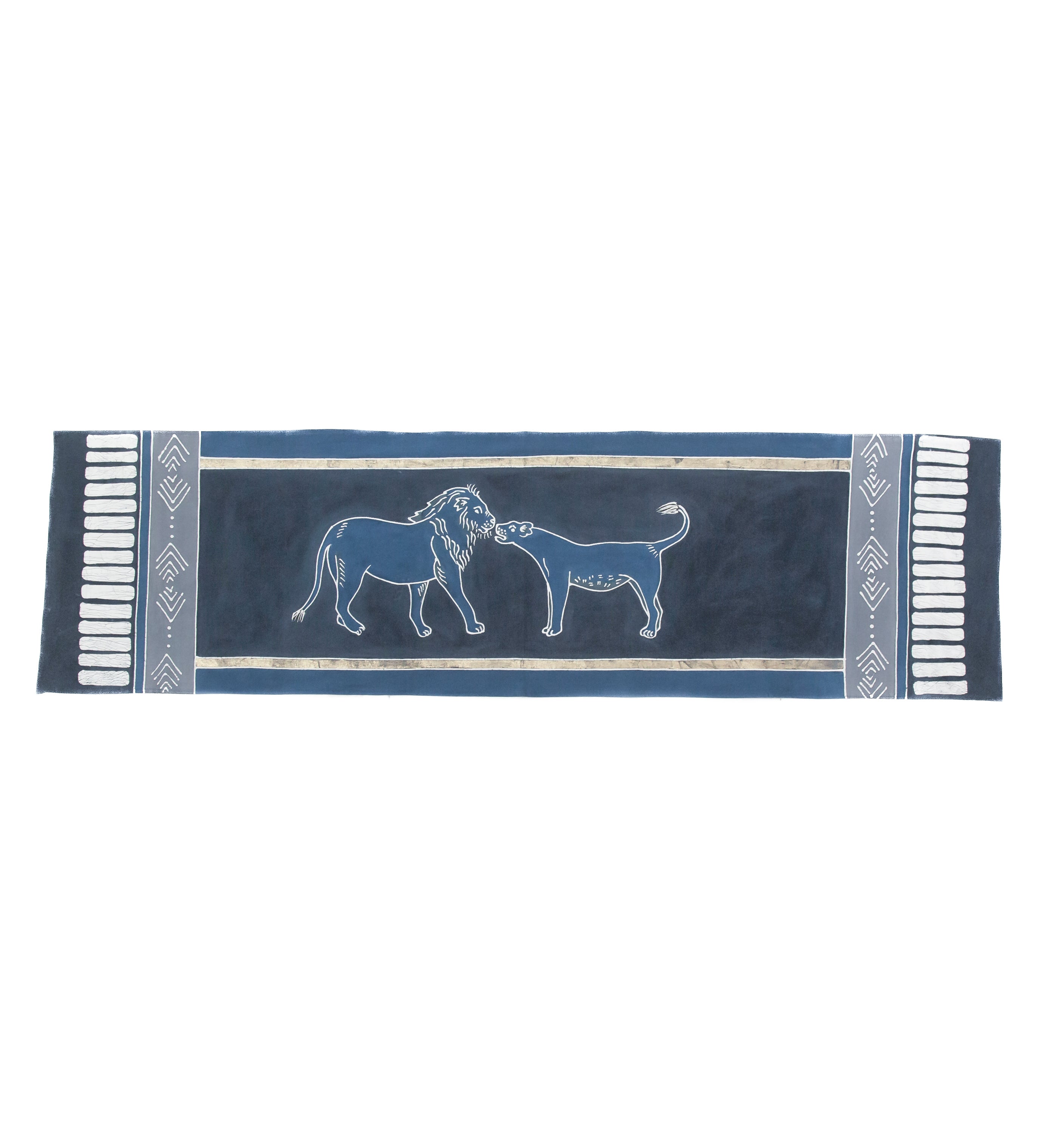 Kalango Carnivore Conservation Lion Table Runner in Blue
