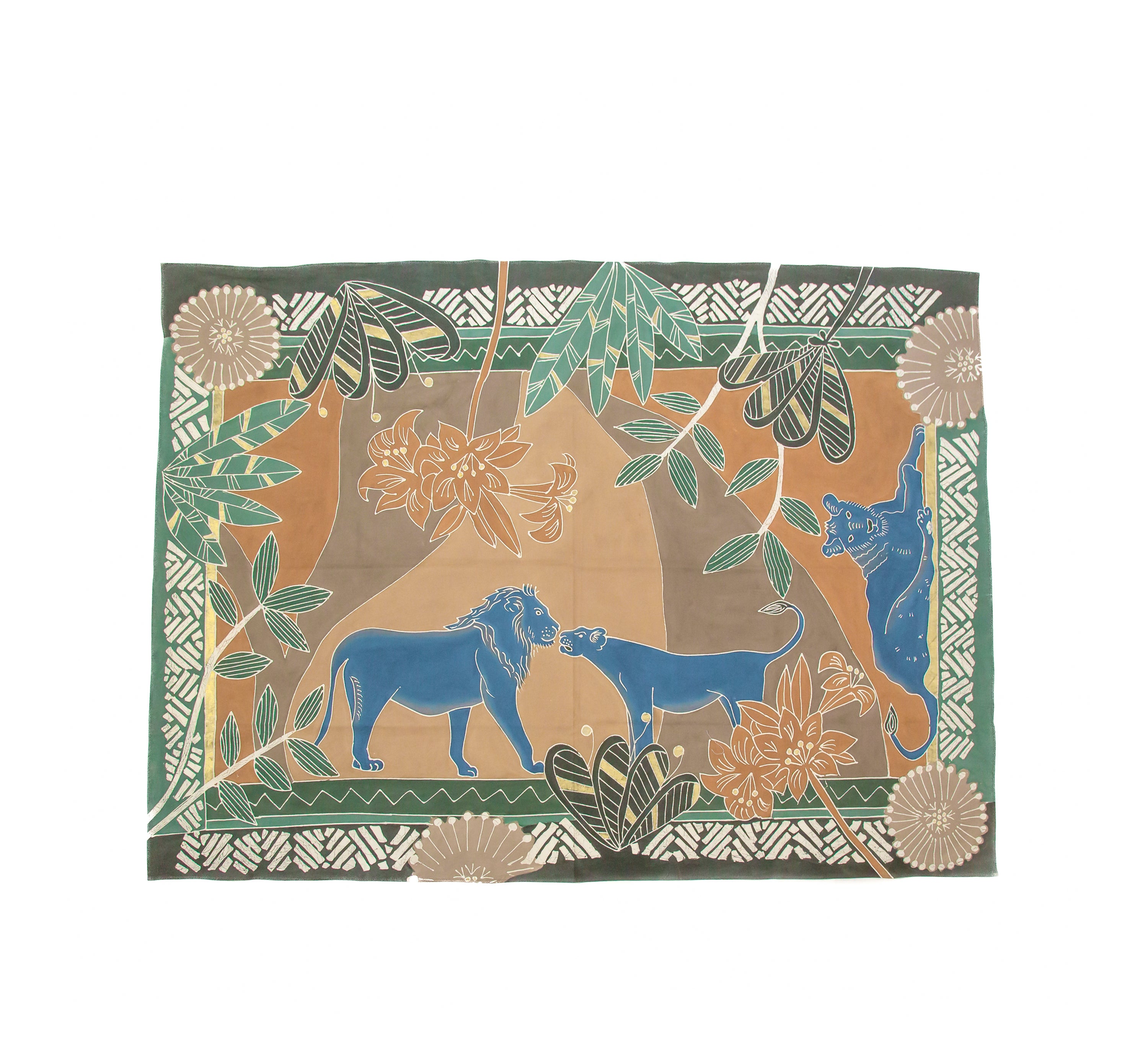 Lion pride table setting tablecloth in safari colours
