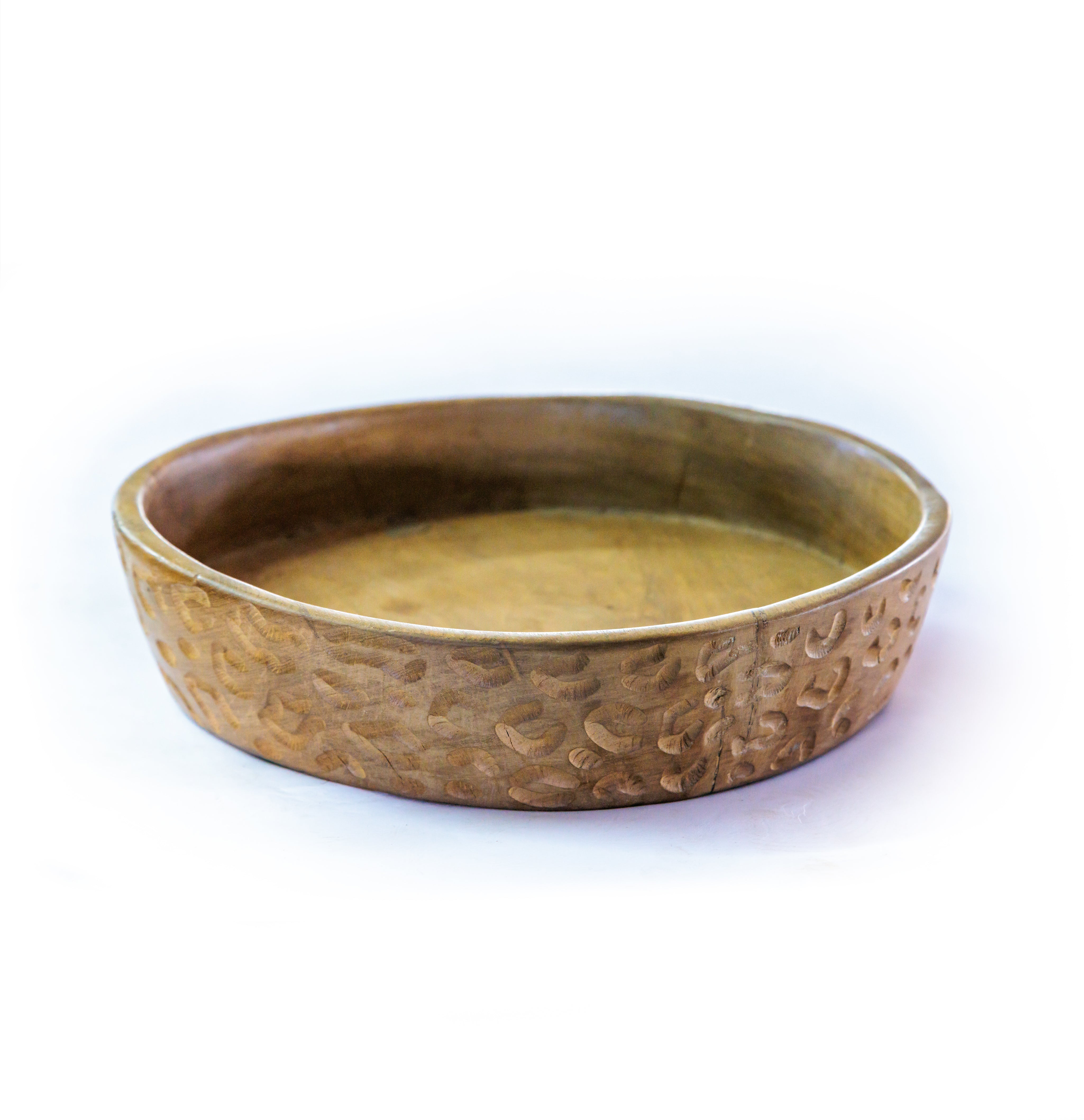 Wooden Carved Leopard Pattern Platter