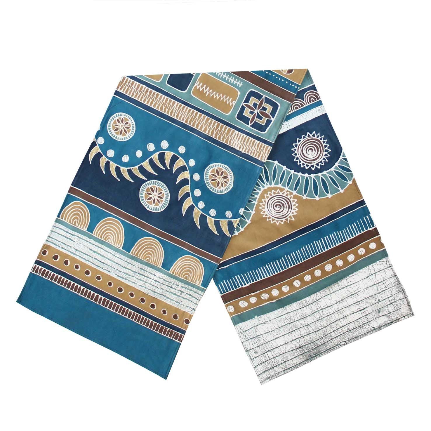 Blue table runner, perfect for sustainable home decor.