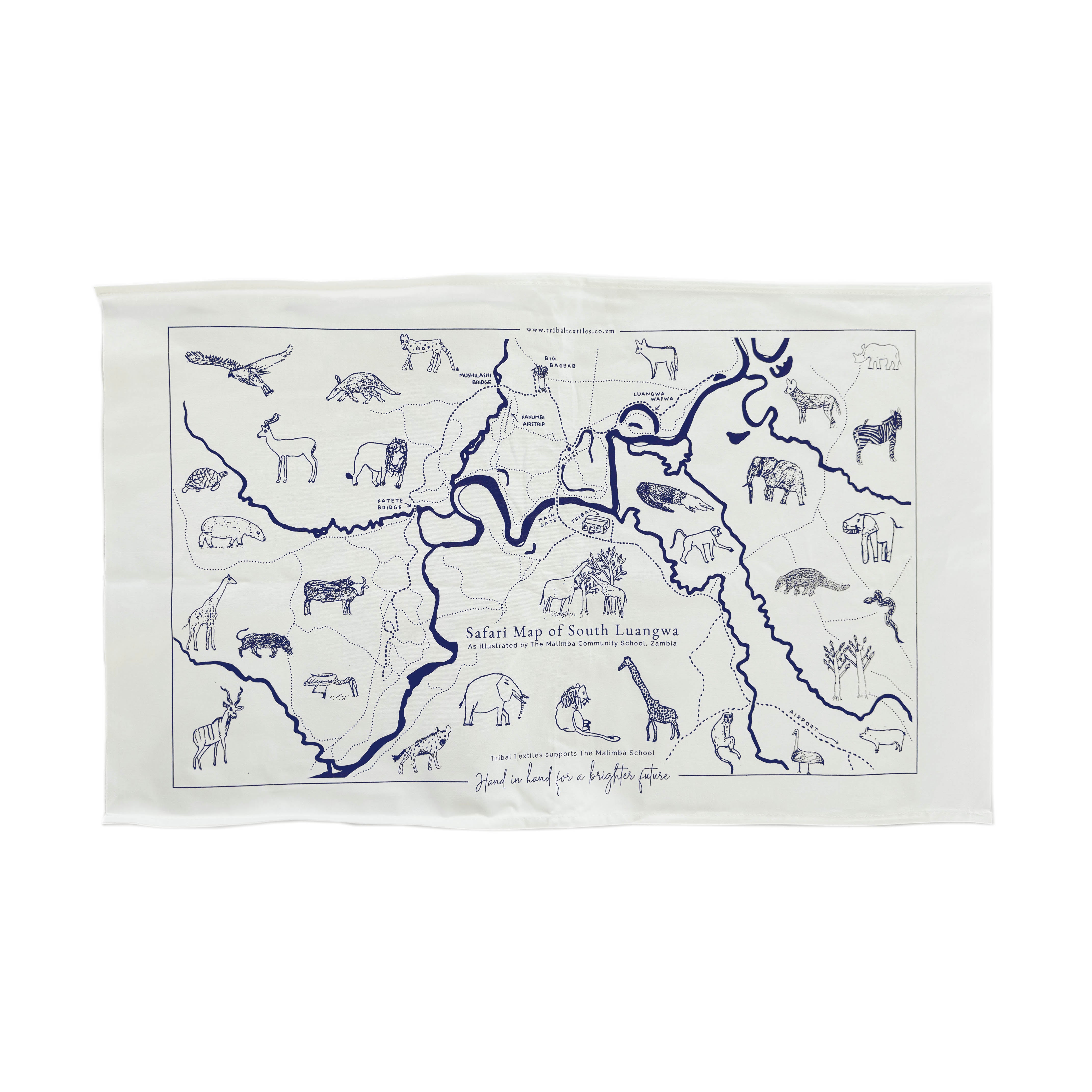 Beautiful hand-painted tea towel, adorned with various animals where 100% of procedes are donated.