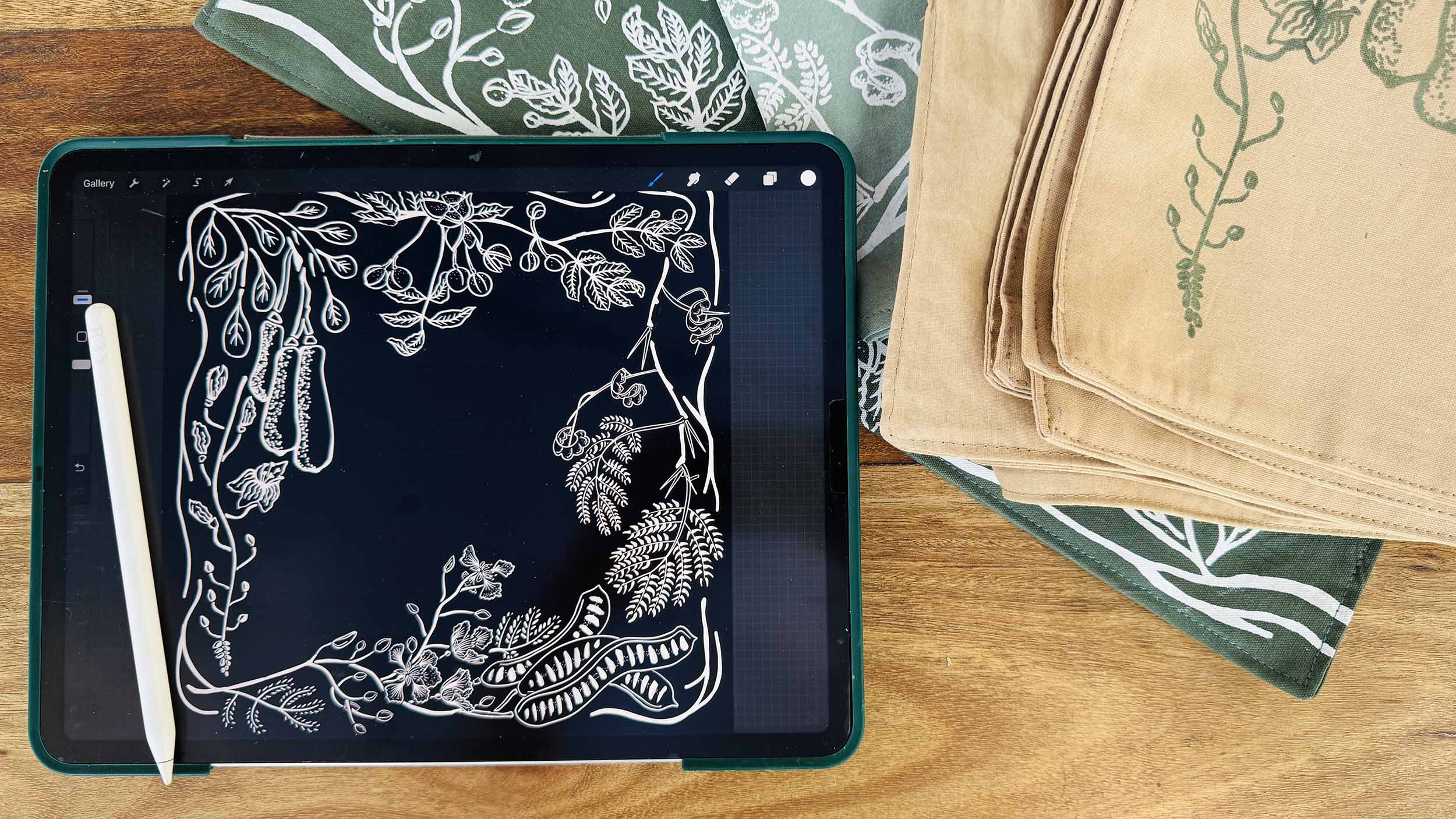Hand-drawn leaf sketches on textured paper in earthy tones, inspired by Zambian flora and reflecting sustainable, artisan craftsmanship for ethically handcrafted home decor and eco-friendly interiors.