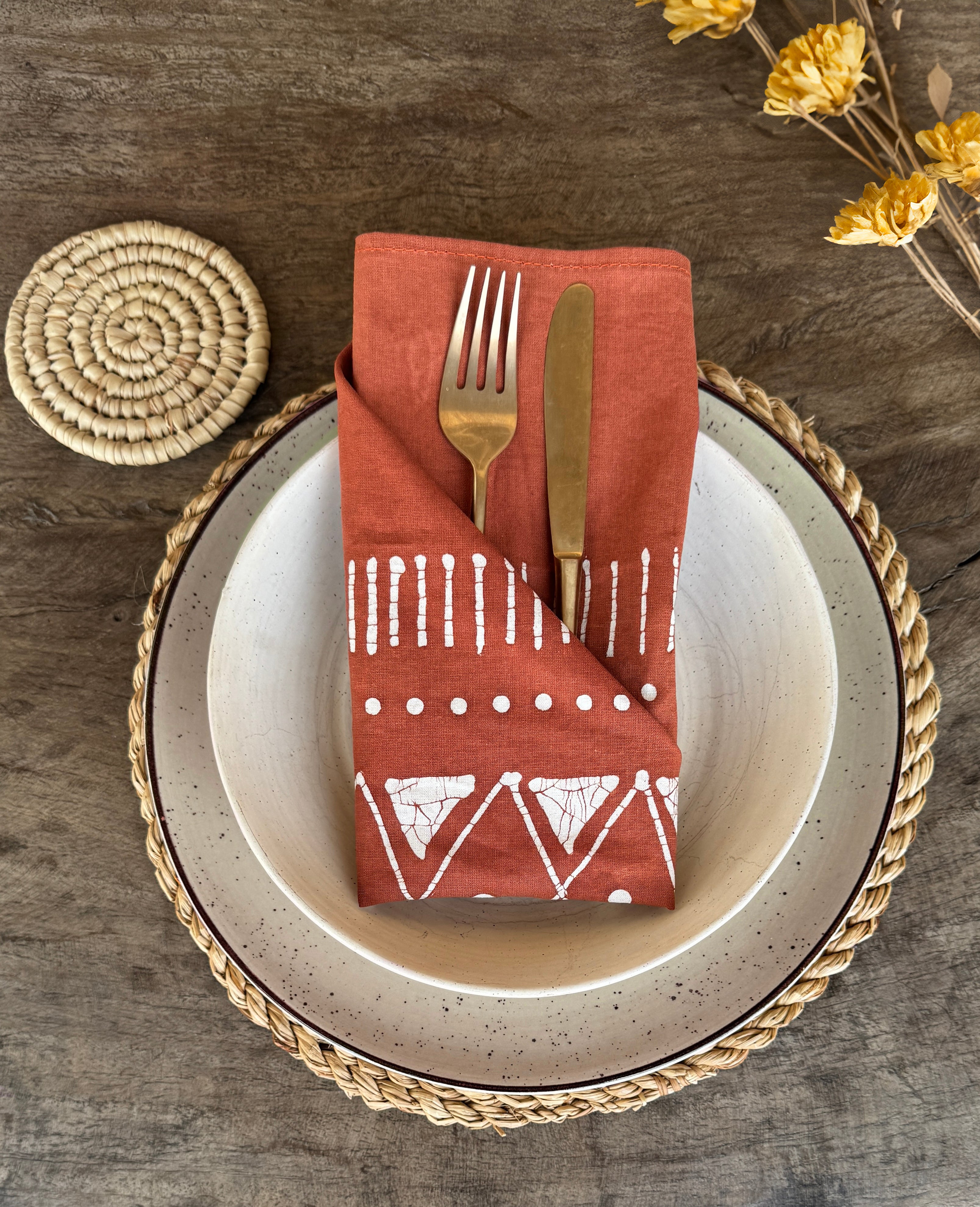 Matika Rust Linear Napkin Set