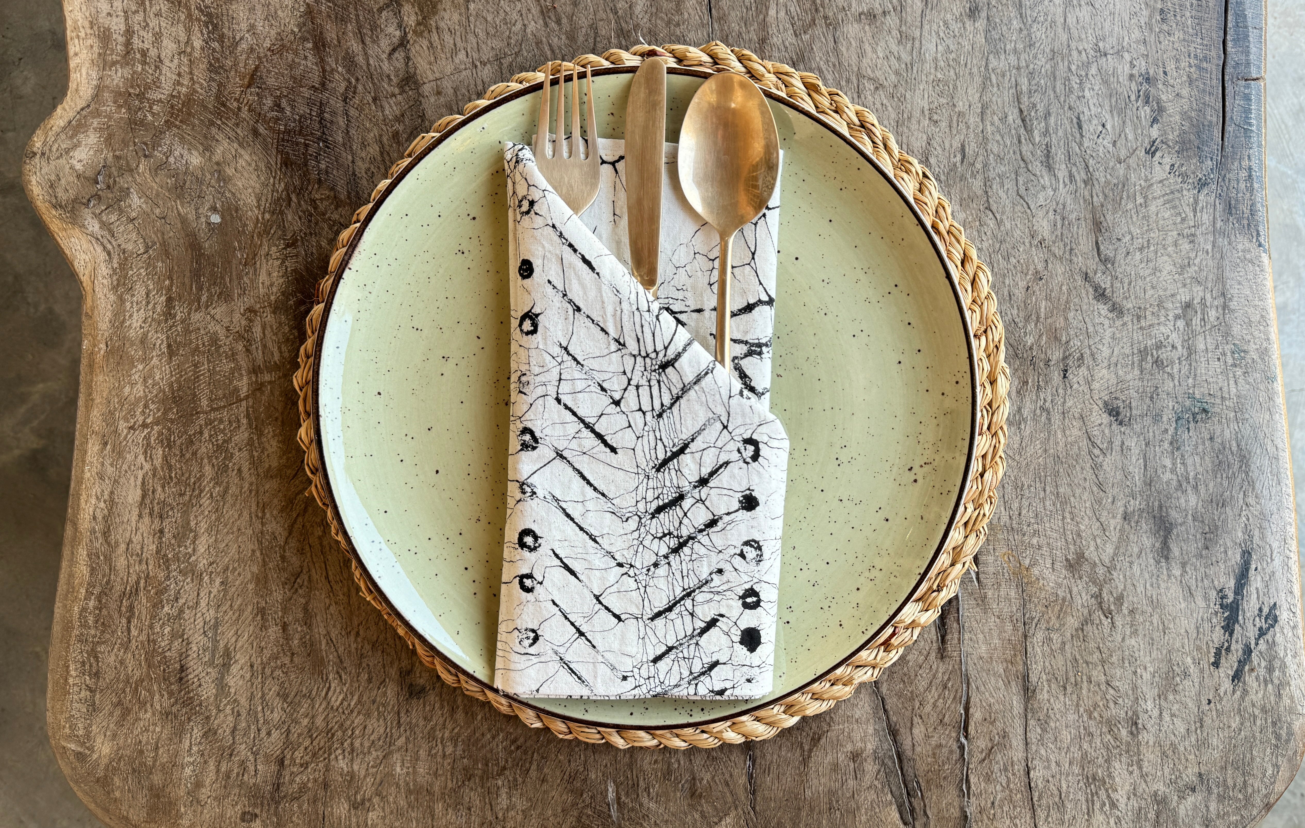 Handcrafted ethical eco napkin set black and white