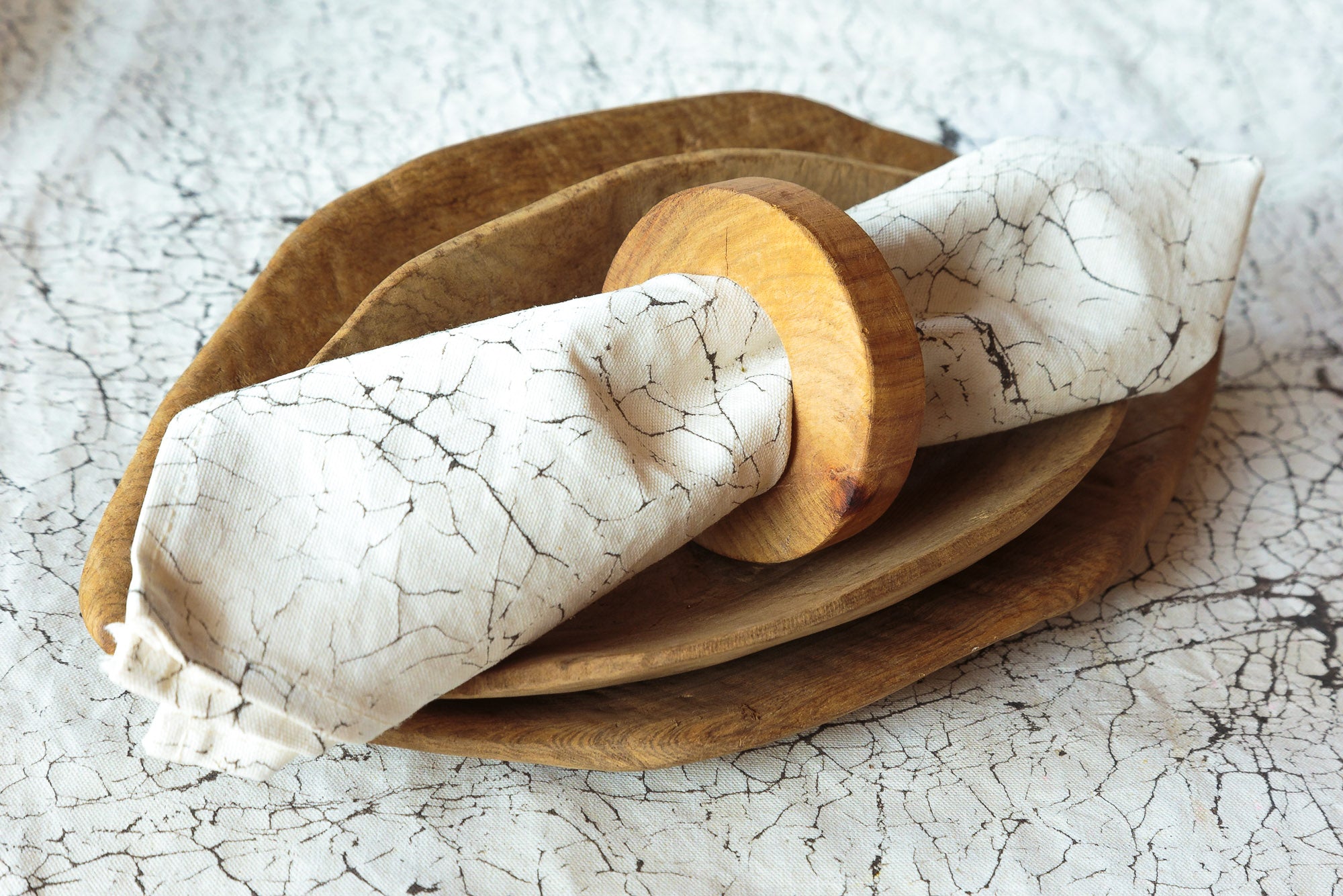 Wood Napkin Ring Set - Set of 6