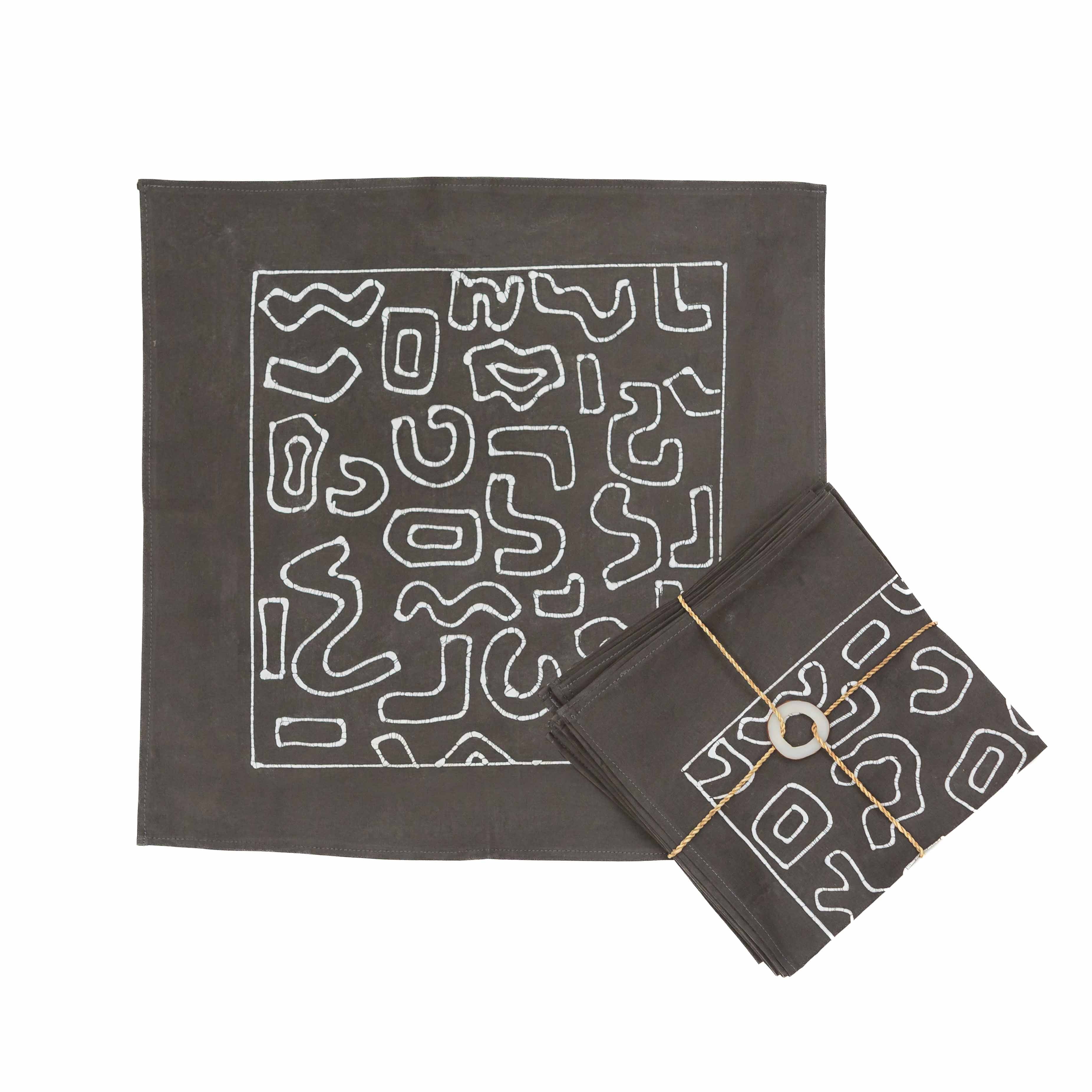 Kuba Original Charcoal Outline Napkin Set