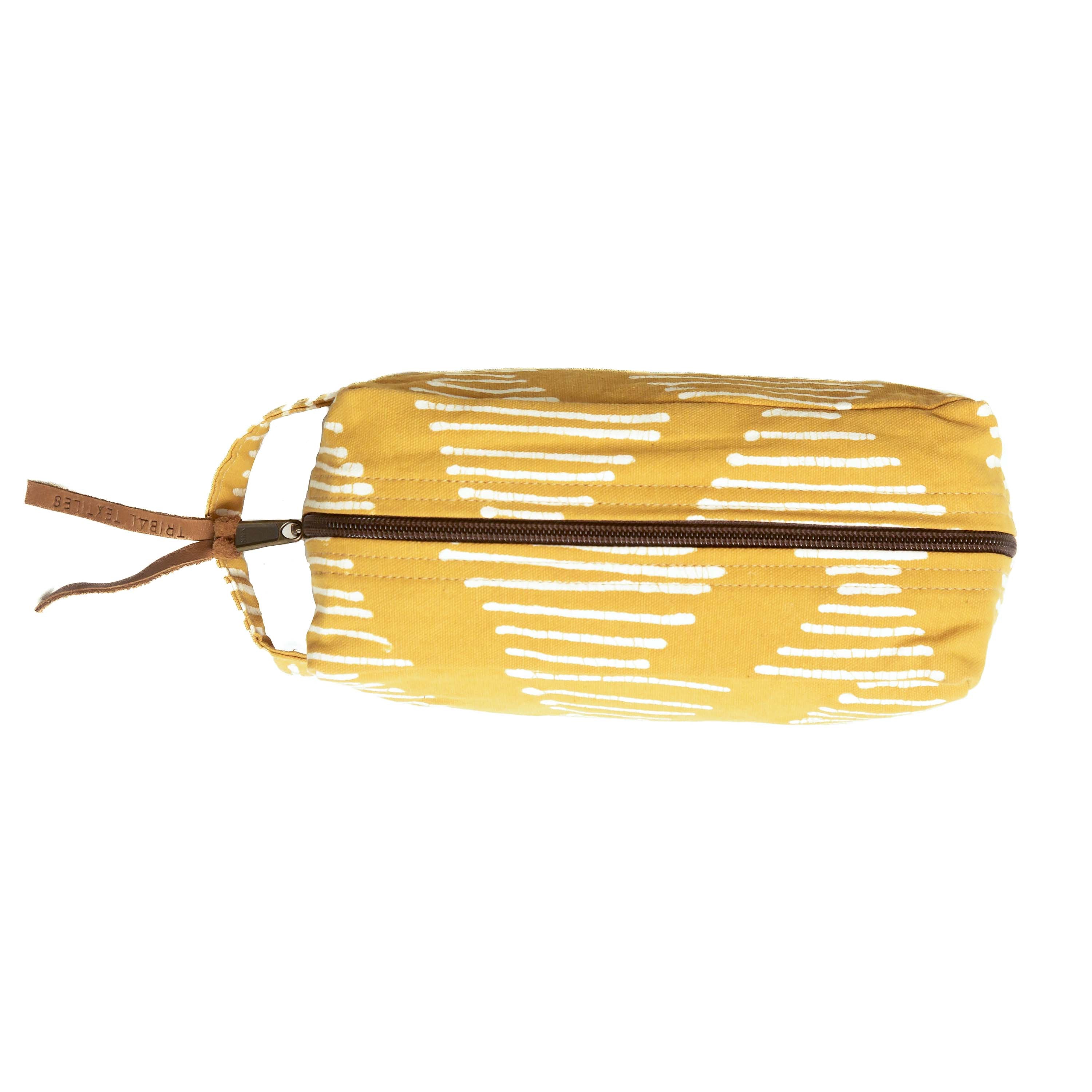 Tribal Cloth Mushroom - Mustard Line Wave Travel Pouch