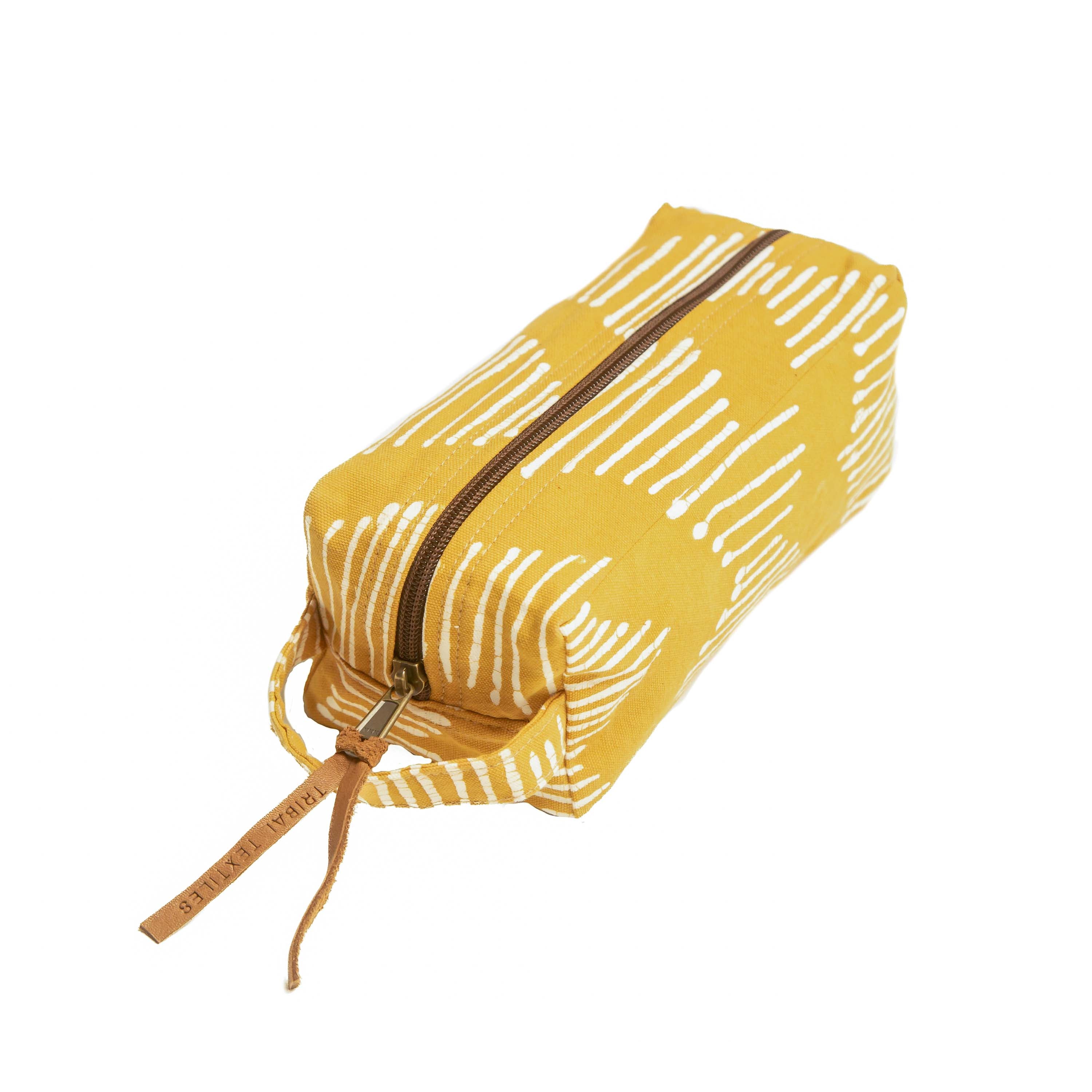 Tribal Cloth Mushroom - Mustard Line Wave Travel Pouch