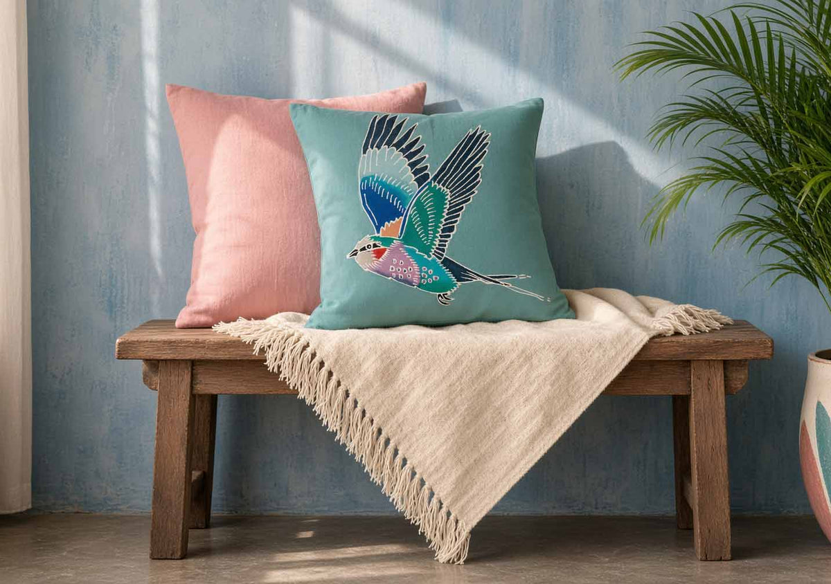 Papiko Lilac Breasted Roller Cushion Cover - TEAL