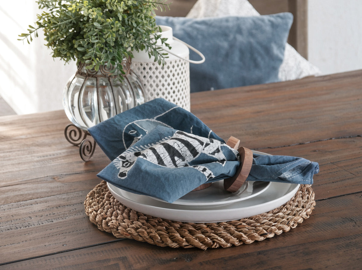 Safari Animals Indigo Napkins Set of 6