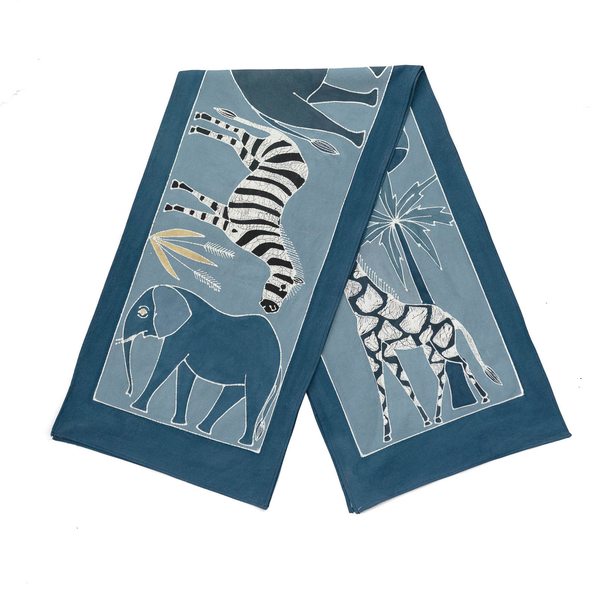 Safari Animals Indigo Table Runner