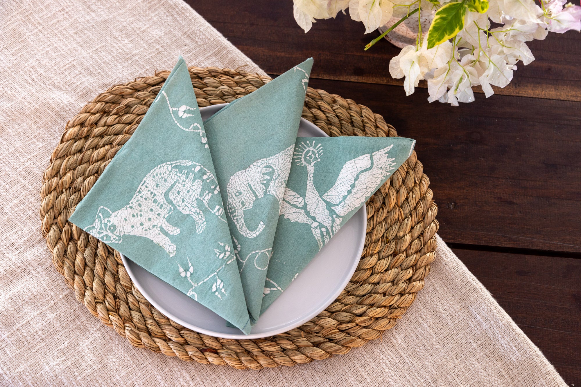 Zobisika Wild Animals Napkins - Light Aqua