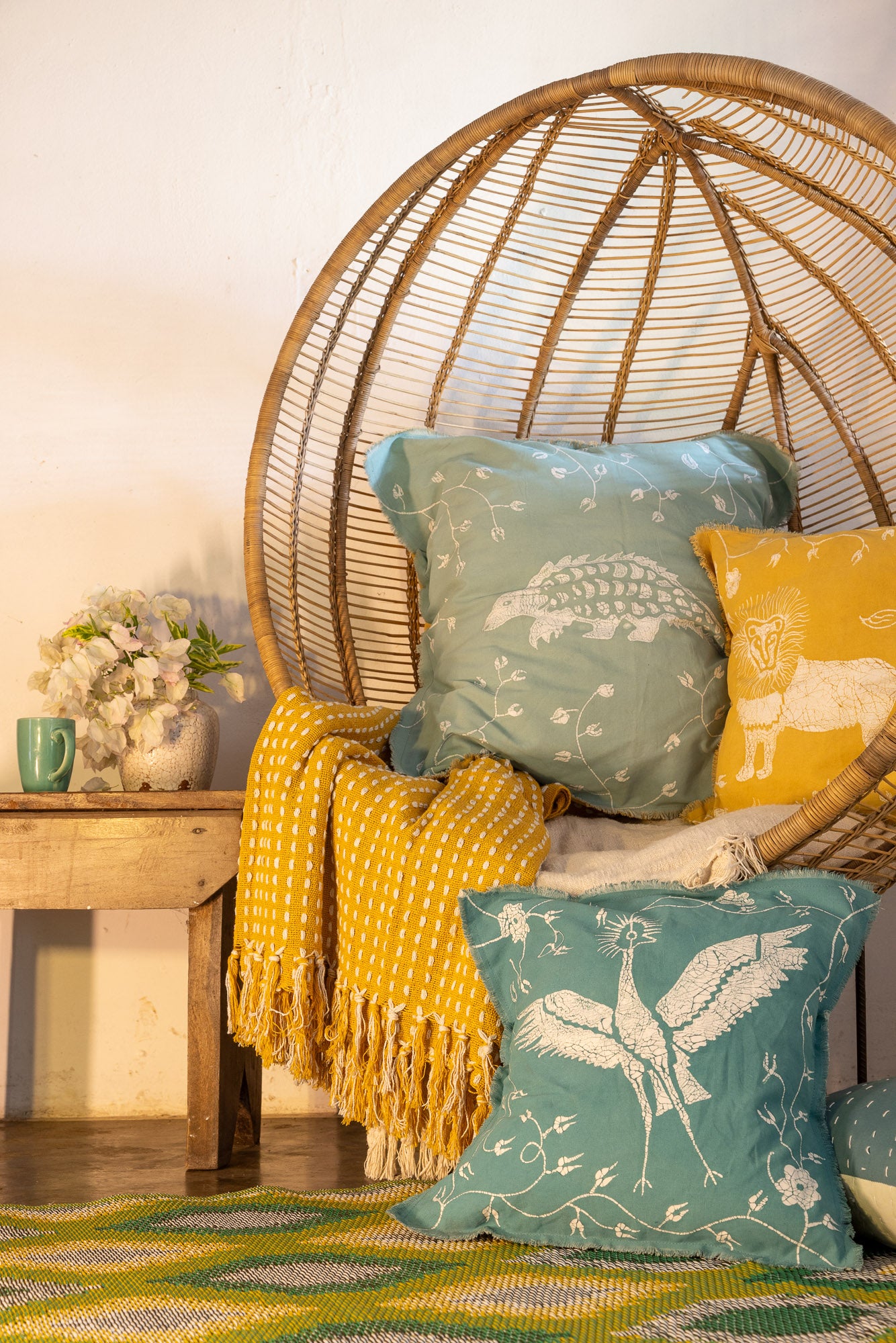 Zobisika Crane Cushion Cover Malachite