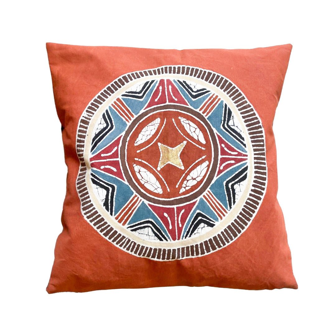 African Circles Massai Orange Cushion Cover - Handmade by TRIBAL TEXTILES - Handcrafted Home Decor Interiors - African Made