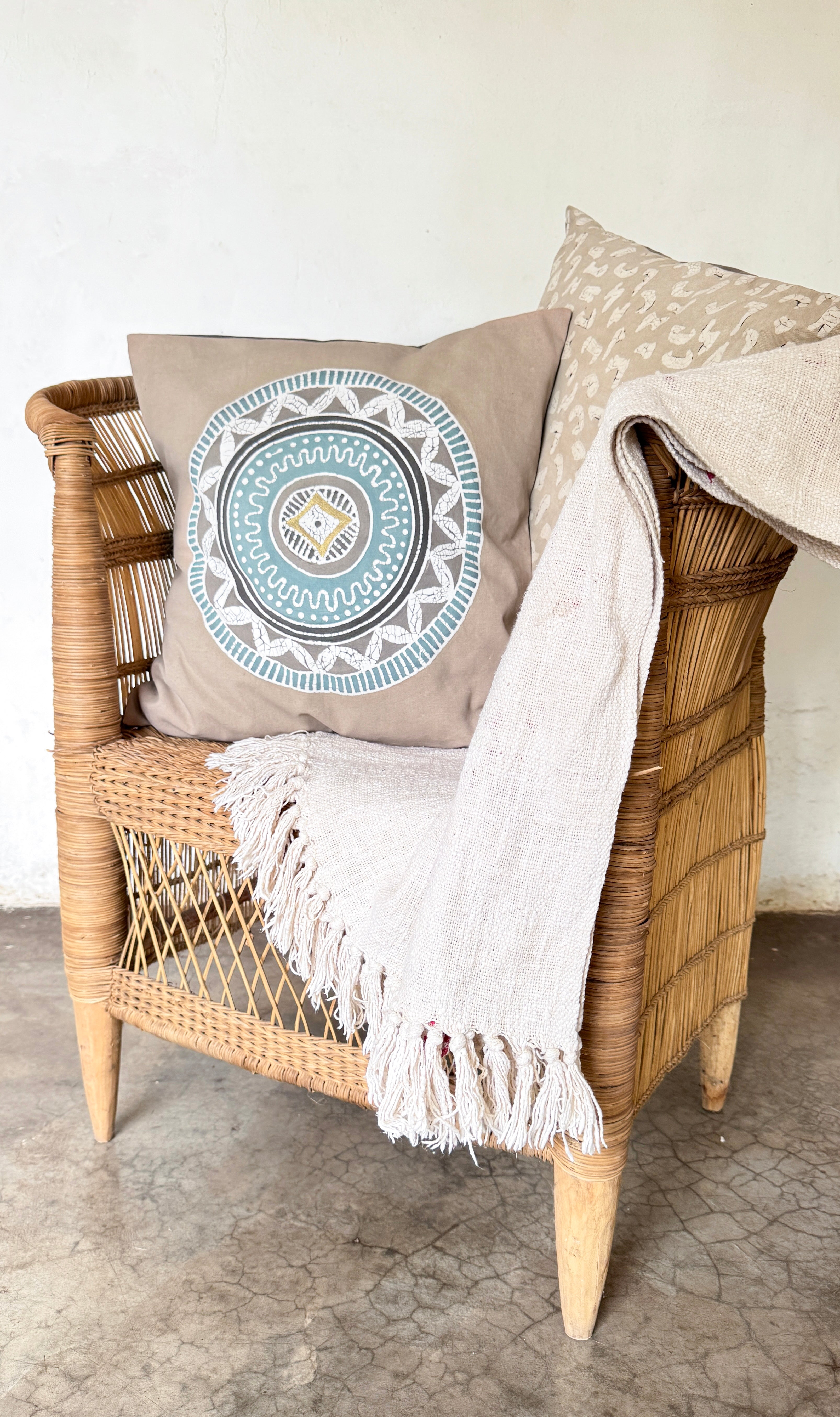 African Circles Teal Collection - Cushion Cover Beige