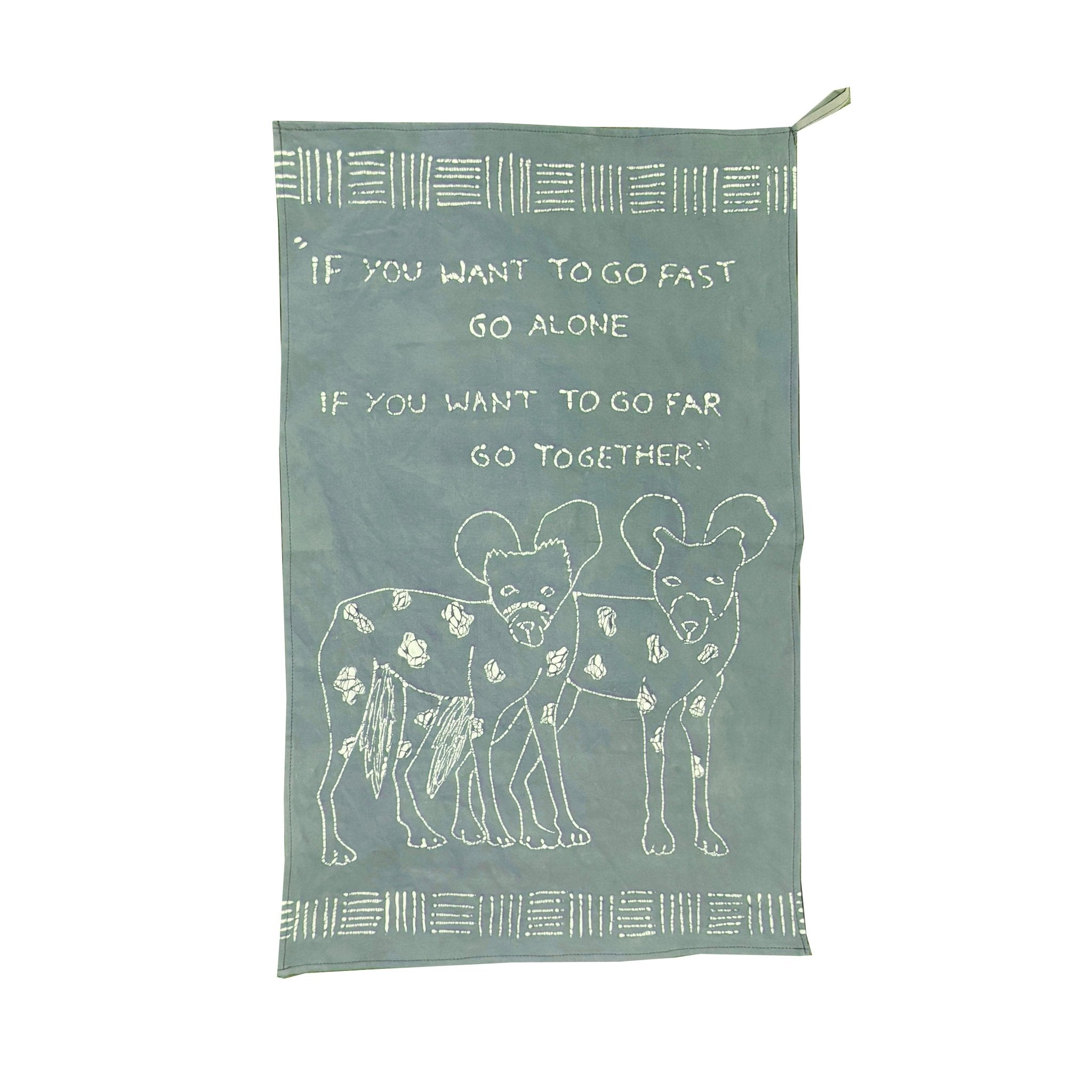 Wild dog tea towel design for your home in teal