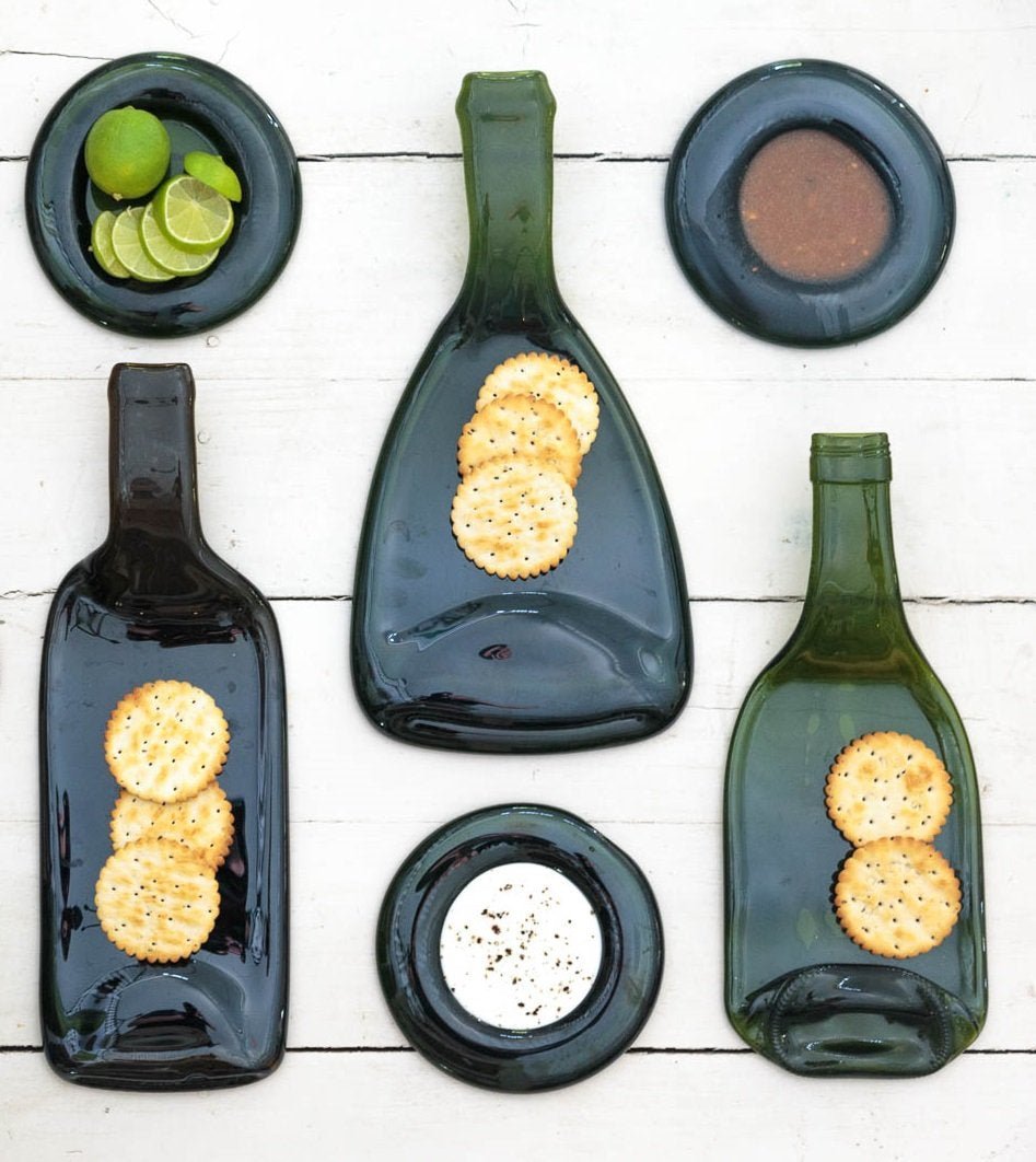 Beautiful green glass platter, made in Africa with recycled glass to wow dinner parties in sustainable style.