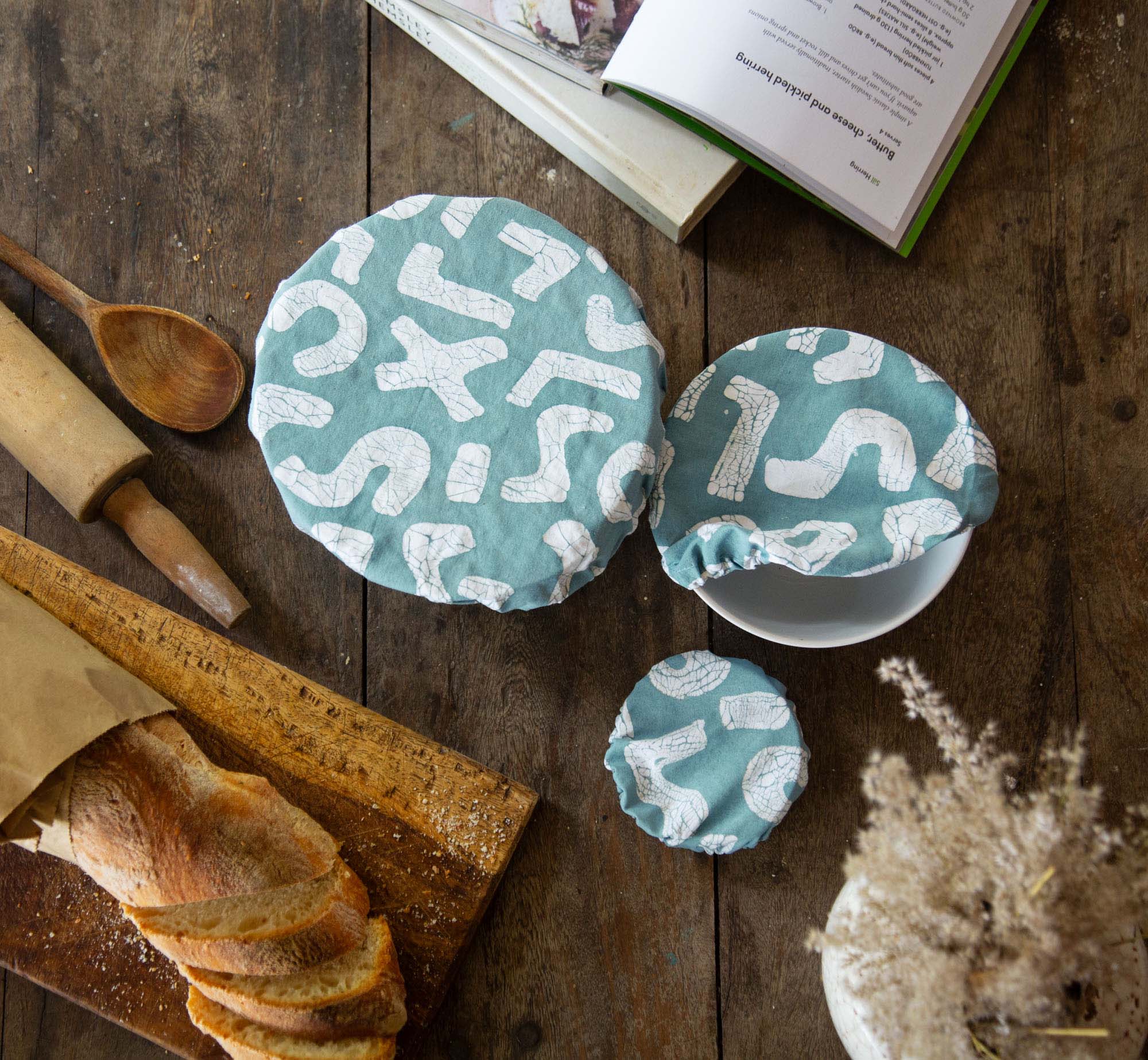 African made bowl covers, using 100% cotton and in a certifiedly ethical workshop.