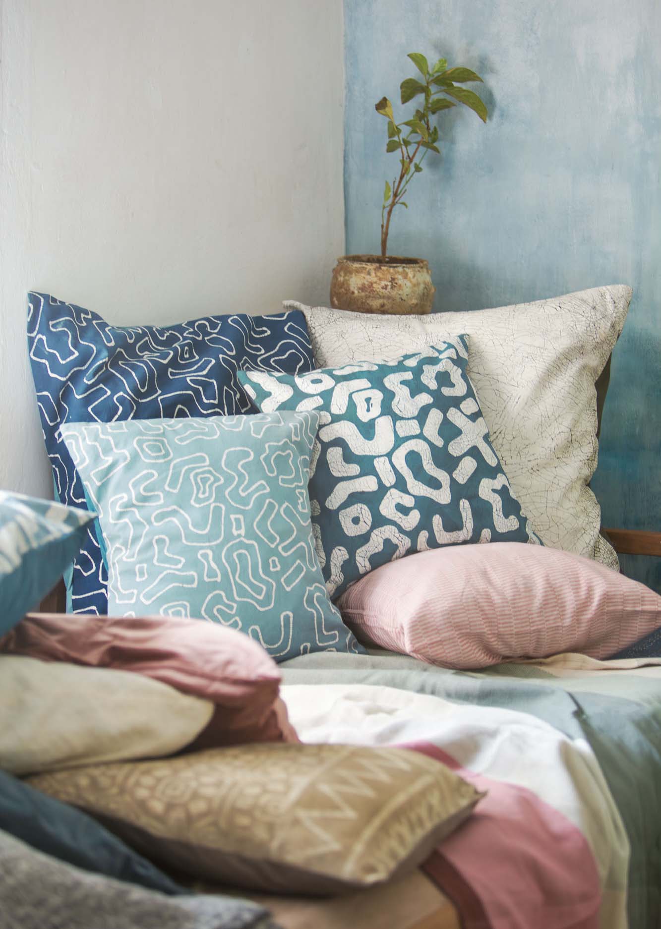 African made teal cushion cover, the perfect shade and fabric to feel fabulously fresh and sustainable in your home.