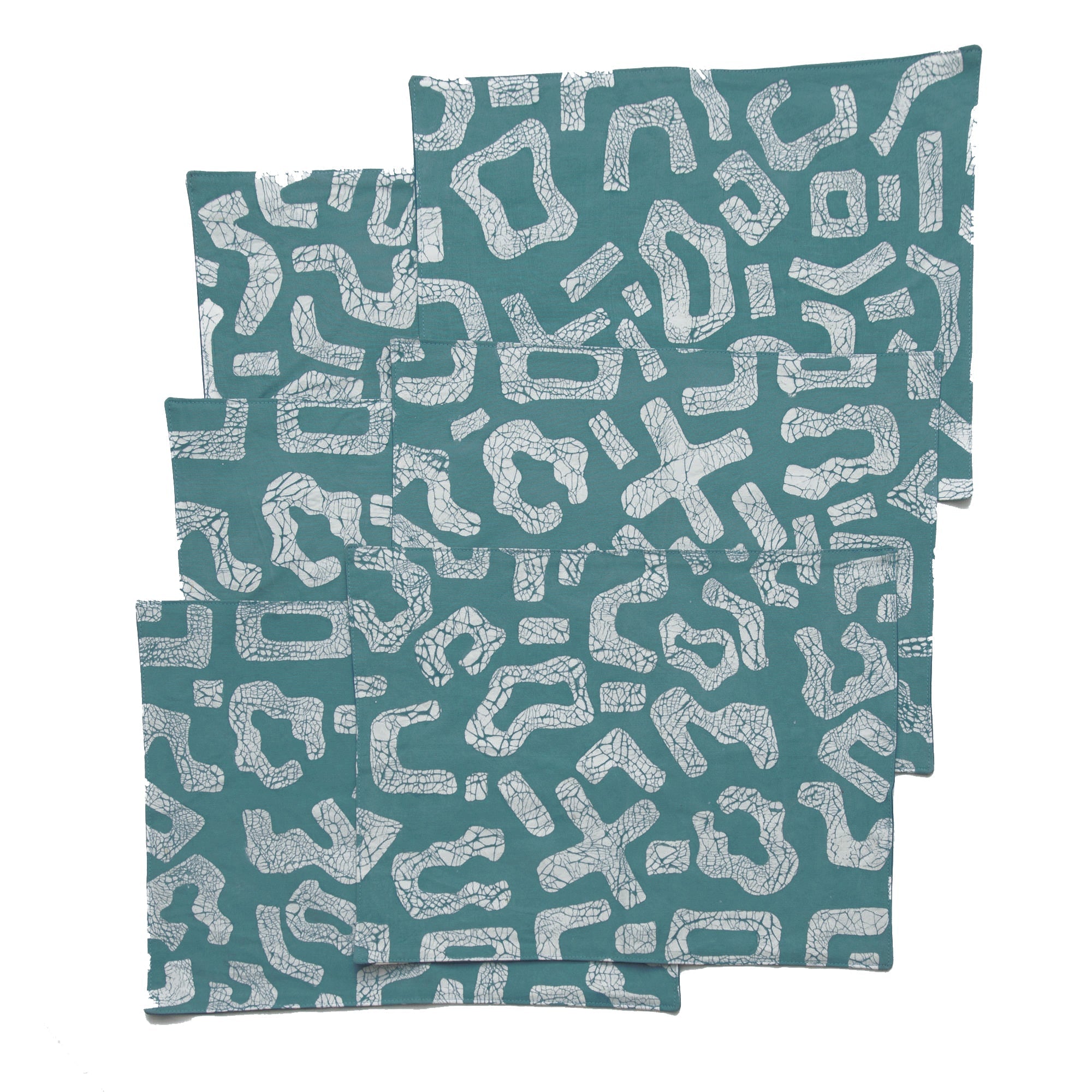 The perfect sustainable teal table mats, with hand-painted African designs.
